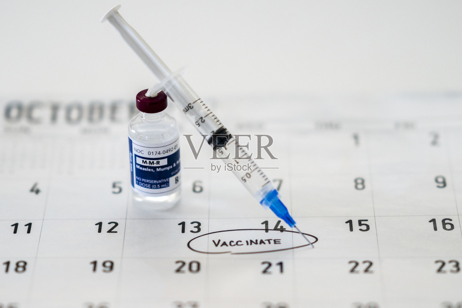 麻疹、腮腺炎、风疹(MMR)疫苗瓶照片摄影图片