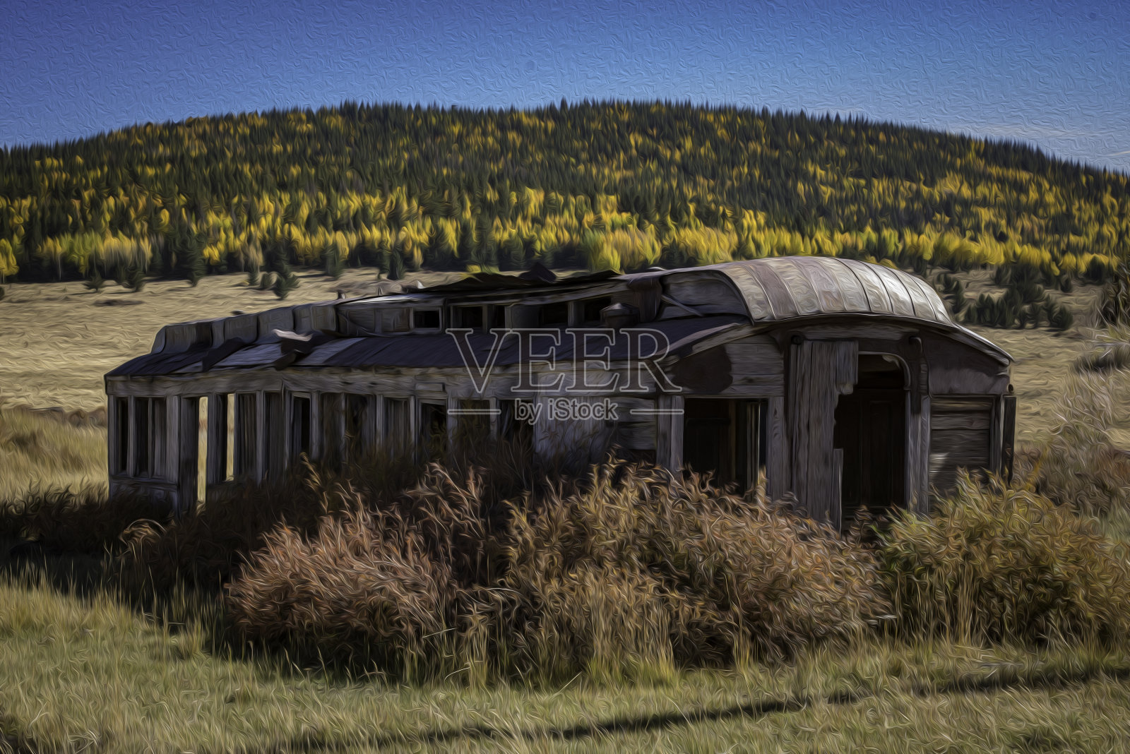旧木制铁路客车-废弃-艺术照片照片摄影图片