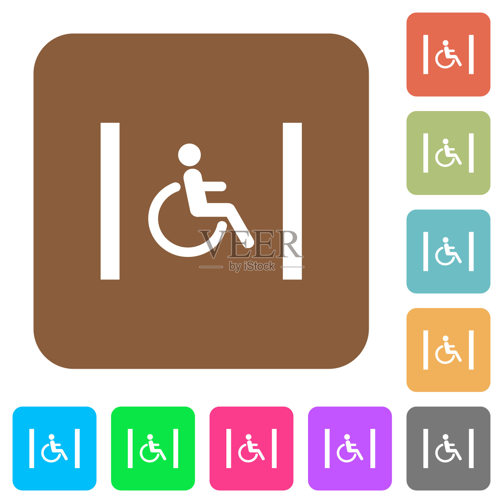 残疾人停车场圆形方形平面图标图标素材