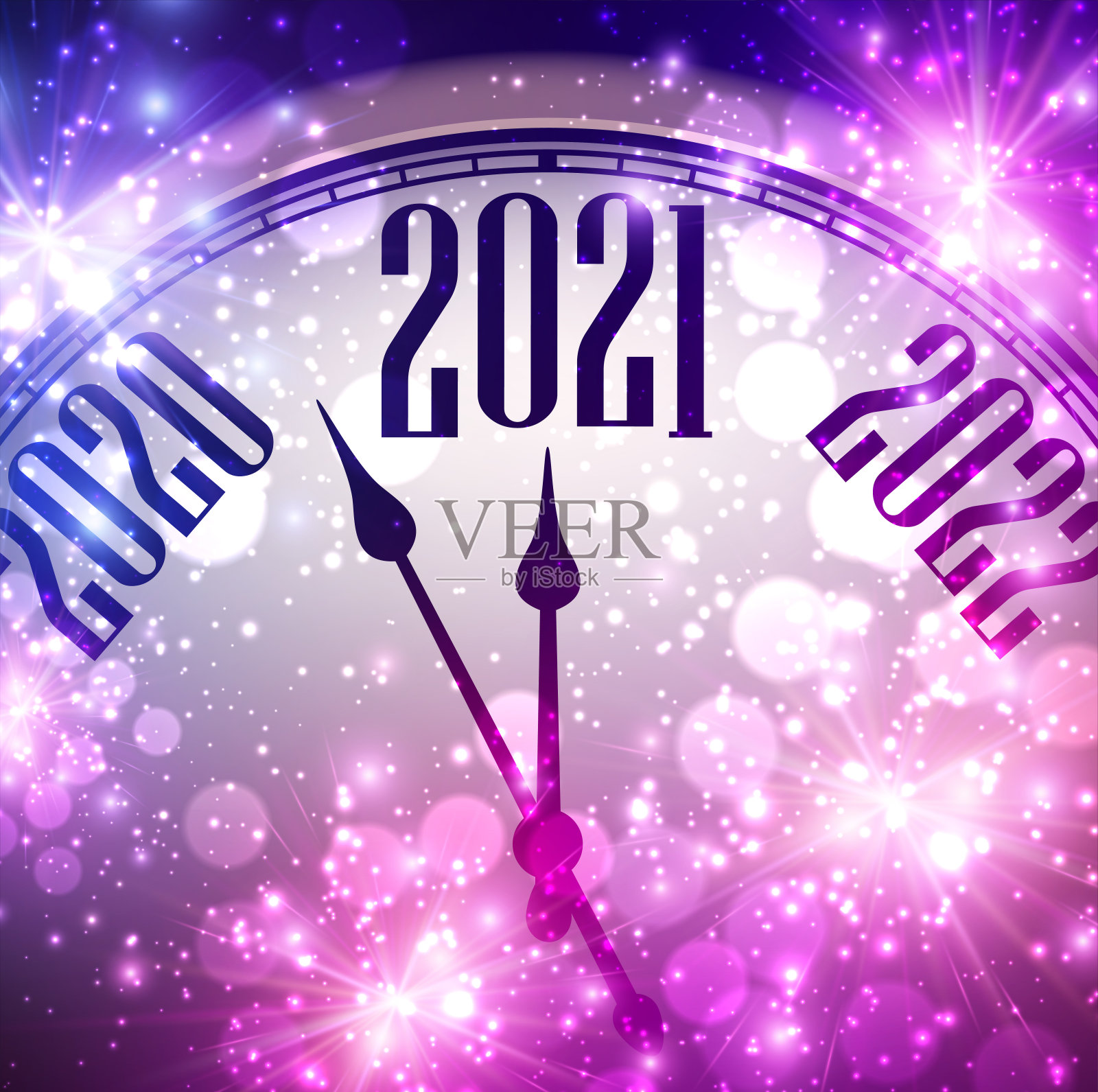 时钟指针显示2021年。插画图片素材