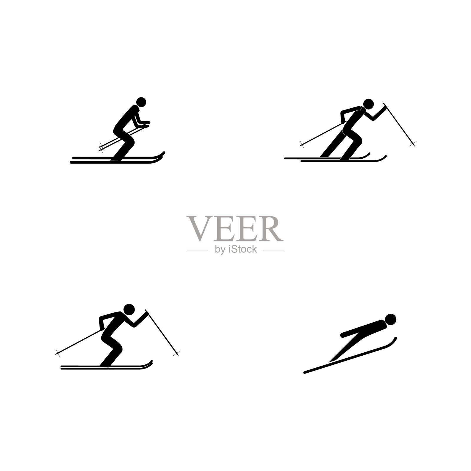 运动滑雪场所安全跳跃标志插画图片素材