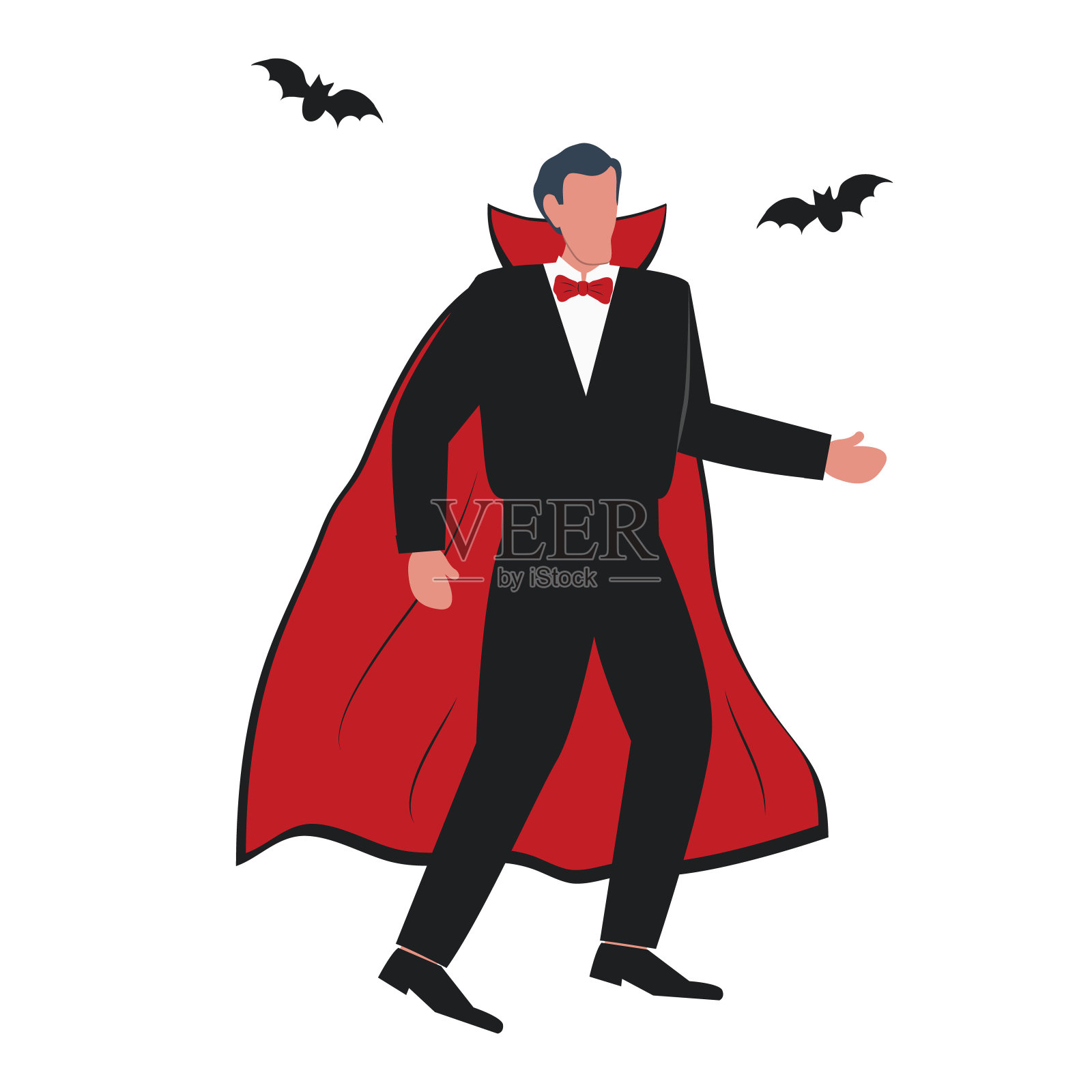 一个穿着吸血鬼服装参加万圣节派对的男人设计元素图片