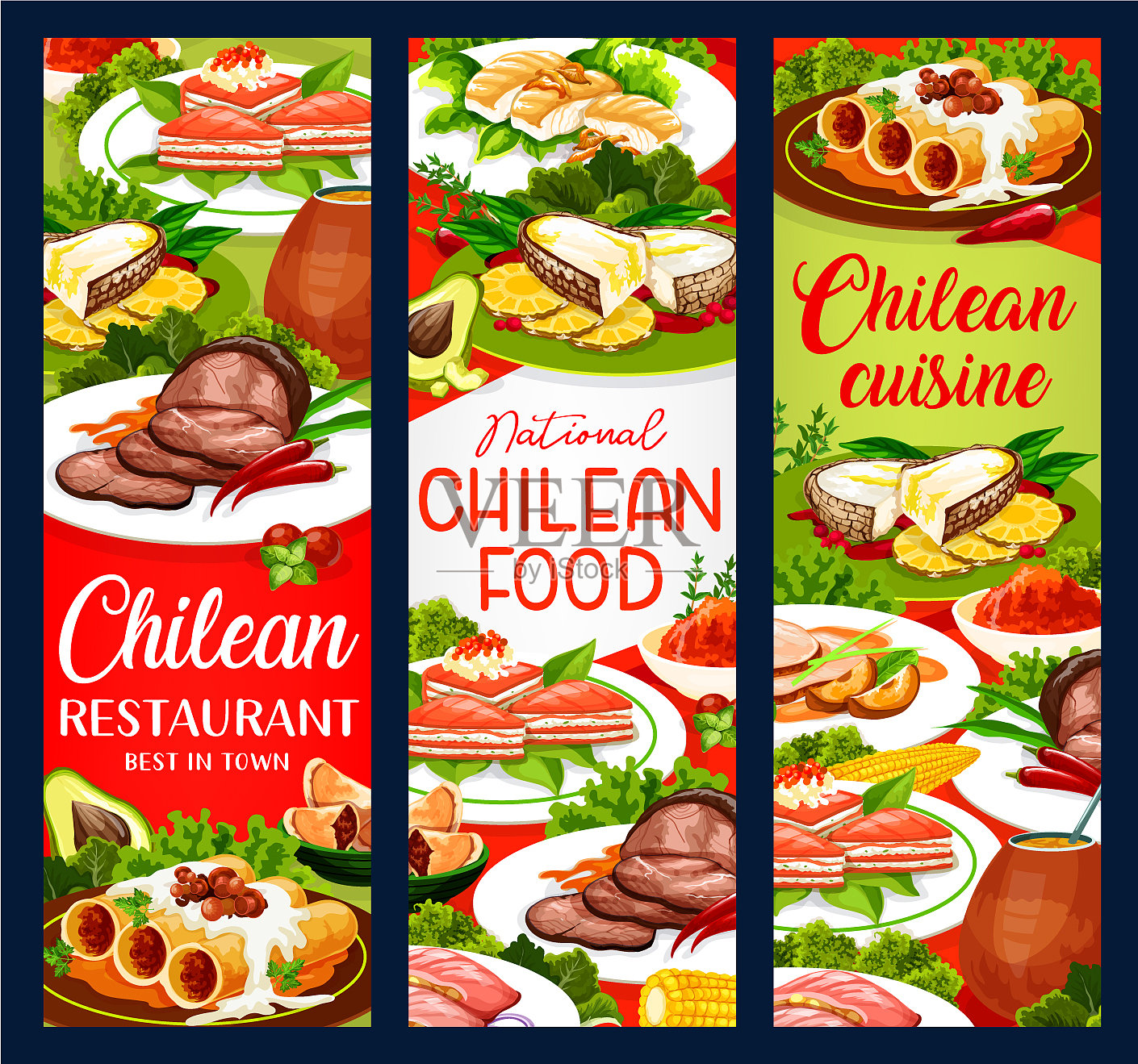 智利传统美食横幅插画图片素材