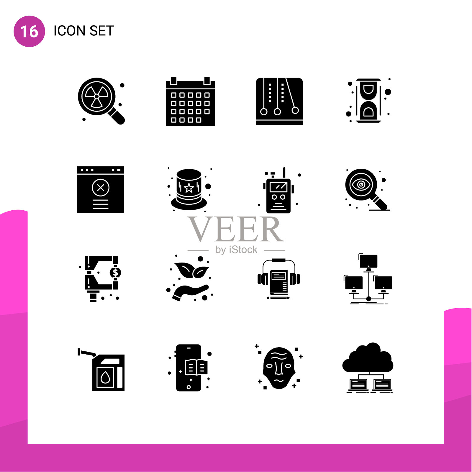 主题立体符号和可编辑符号的16种图标素材