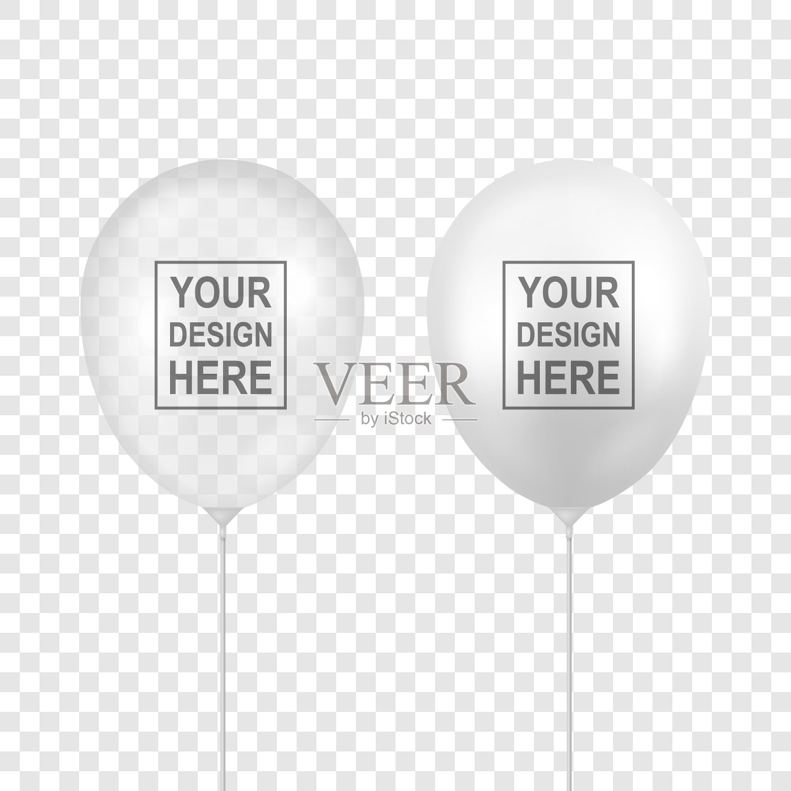 矢量现实白色，透明气球设置特写孤立在透明背景。半透明氦气气球的设计模板，模型，周年纪念，生日派对。企业形象,标志设计元素图片