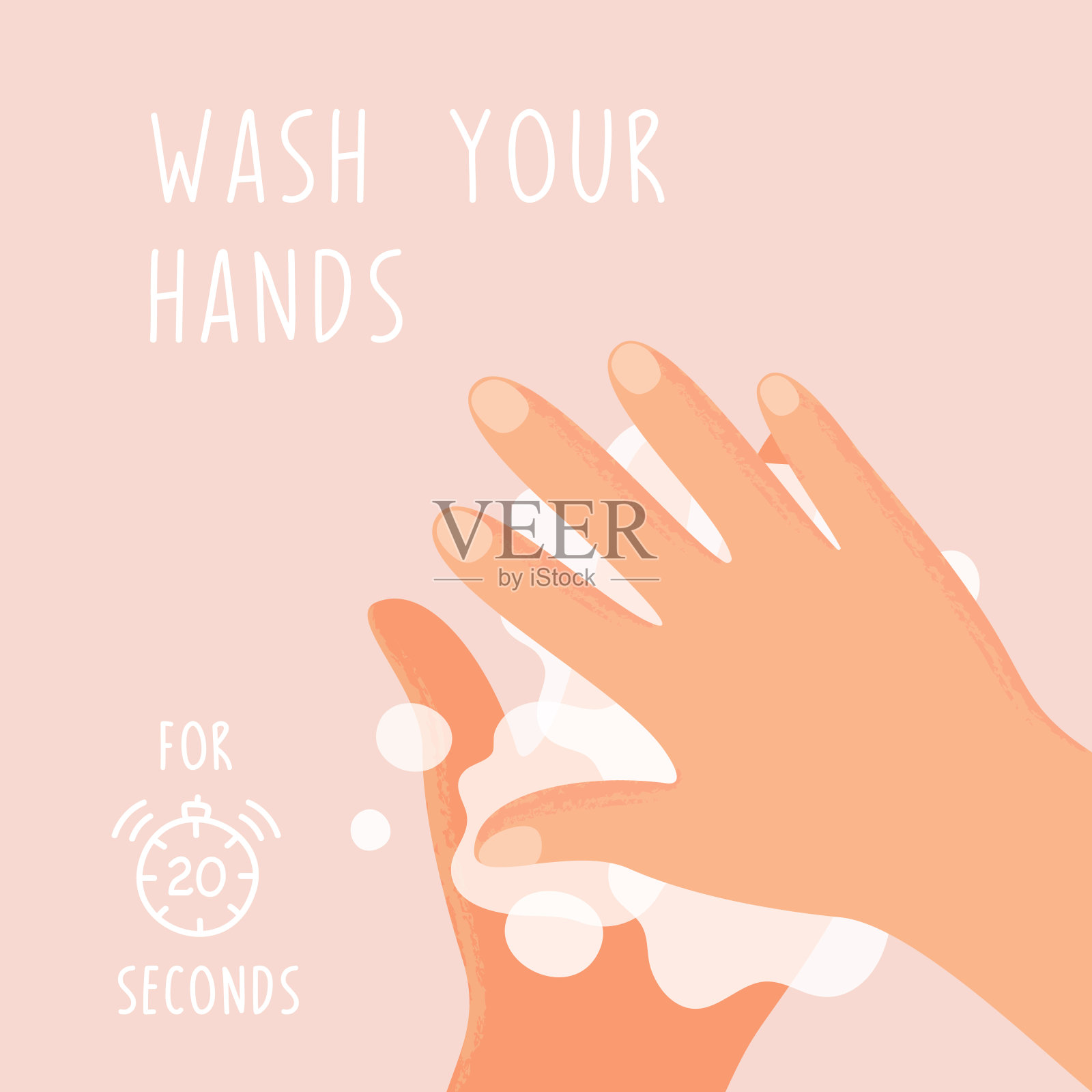 洗手20秒。肥皂清洗、消毒、医用横幅。医疗保健、冠状病毒、covid-19的概念。矢量插图。插画图片素材