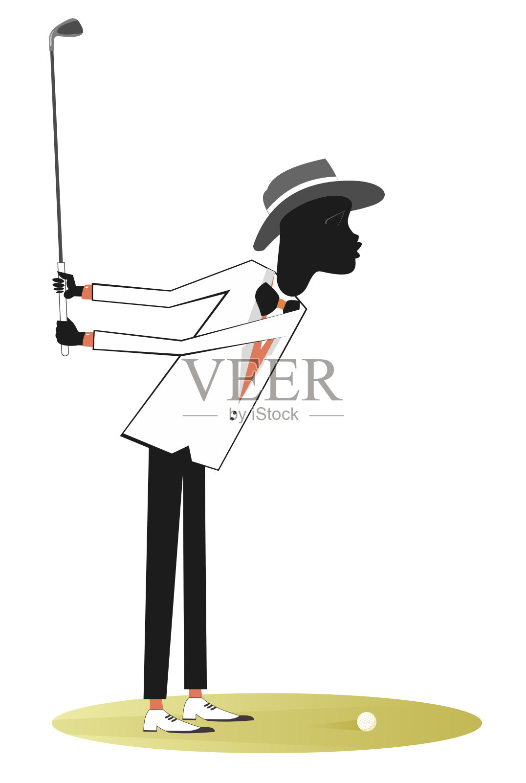 高尔夫球场插图上的非洲高尔夫球手插画图片素材