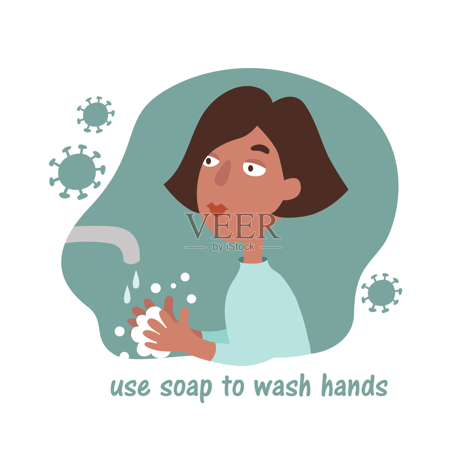 用肥皂洗手插画图片素材