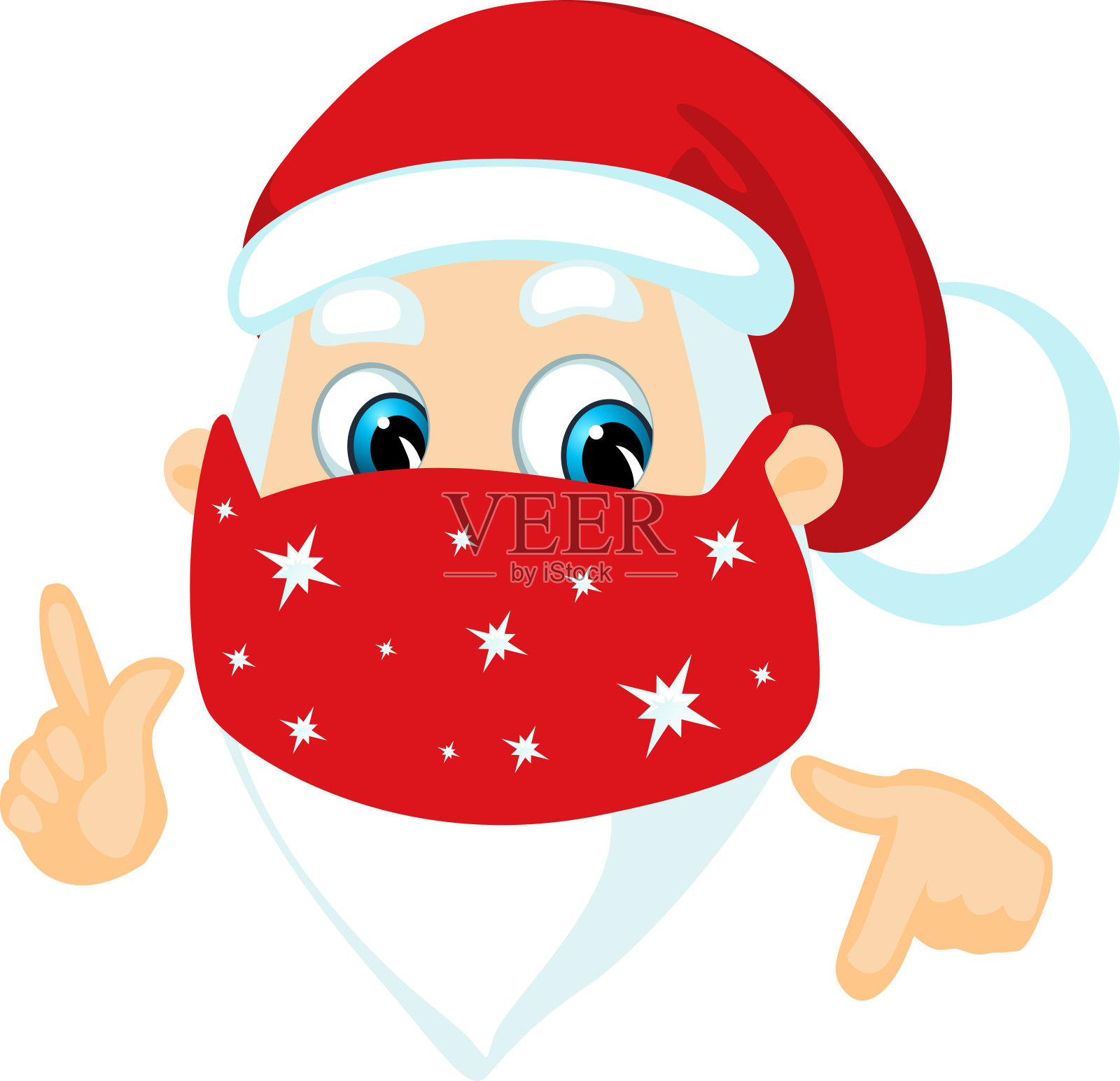 圣诞老人的面具-冠状病毒圣诞-有趣的矢量卡通插图插画图片素材