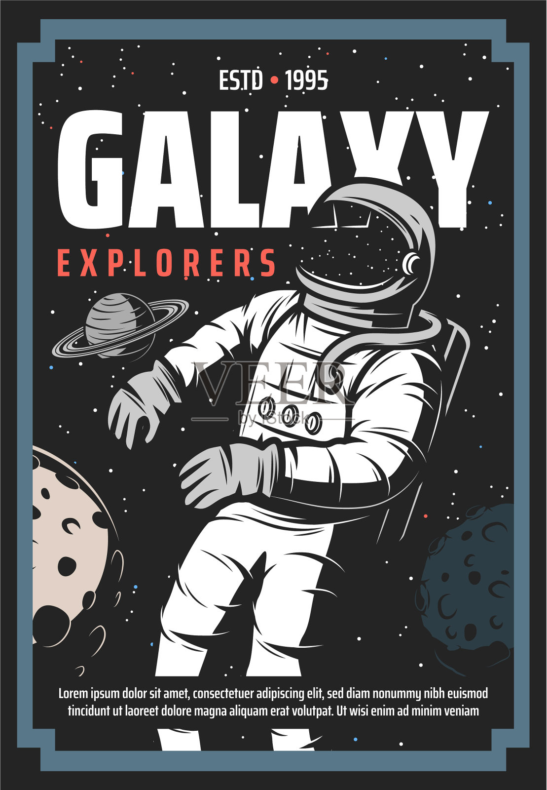 宇航员在外太空探索宇宙插画图片素材