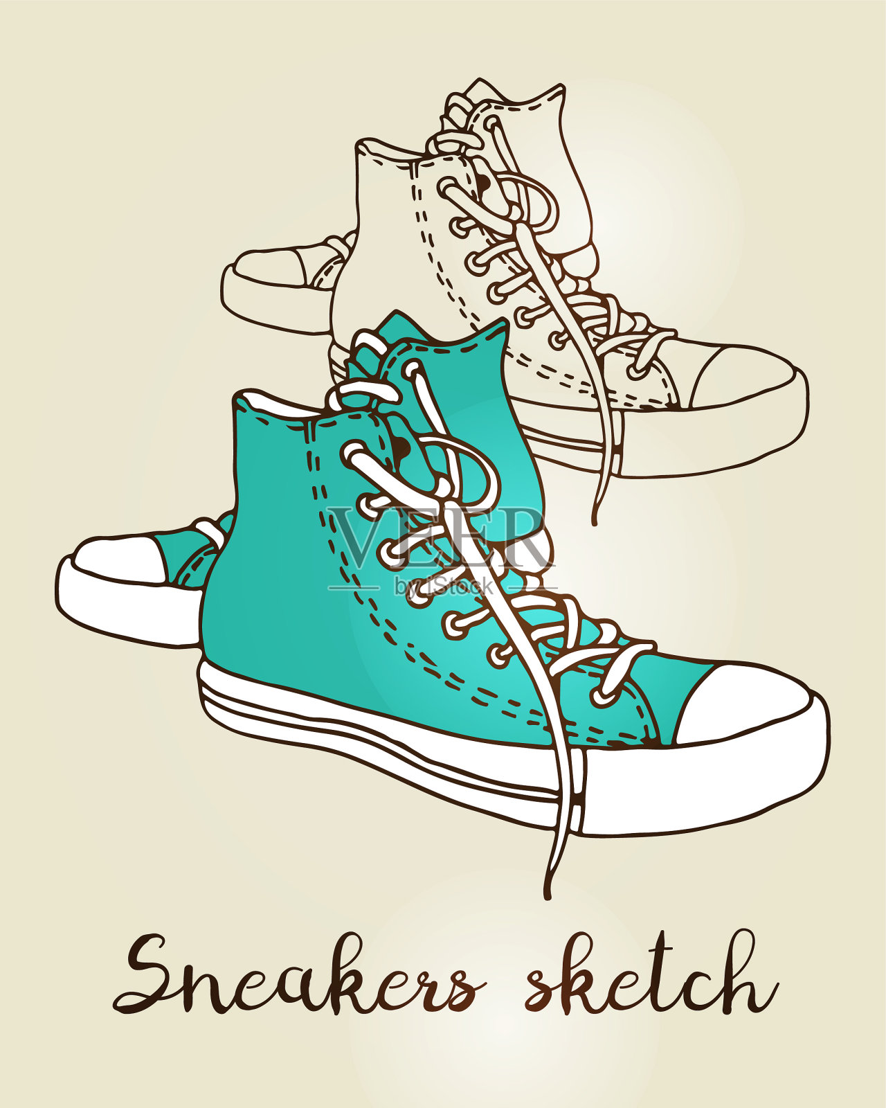 球鞋颜色草图手绘活动鞋设计元素图片