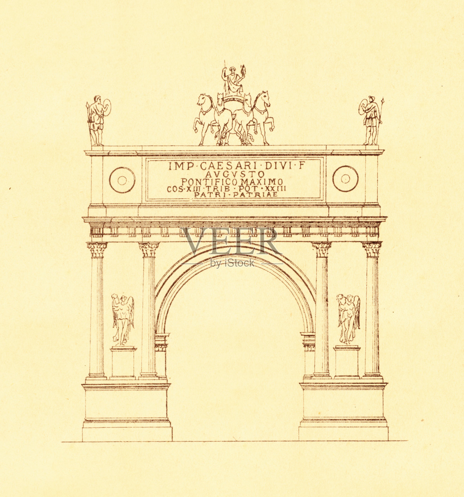 意大利奥古斯塔拱门|仿古建筑插图插画图片素材