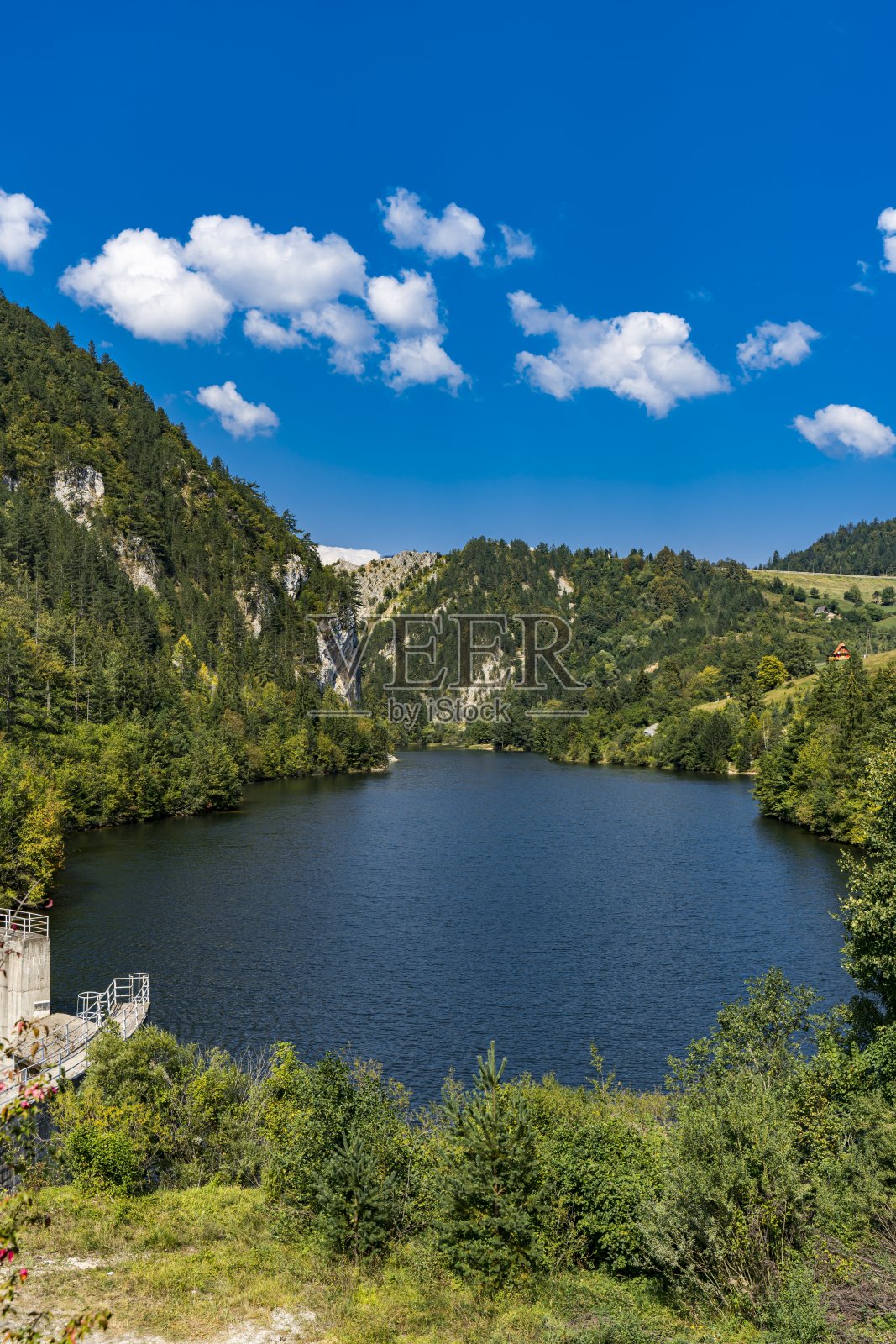 塞尔维亚Zaovine湖上的大坝照片摄影图片
