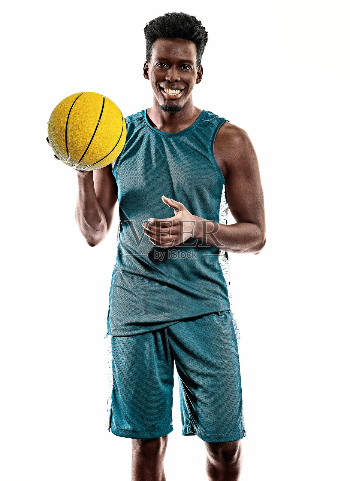 非洲篮球运动员青年孤立白人背景照片摄影图片
