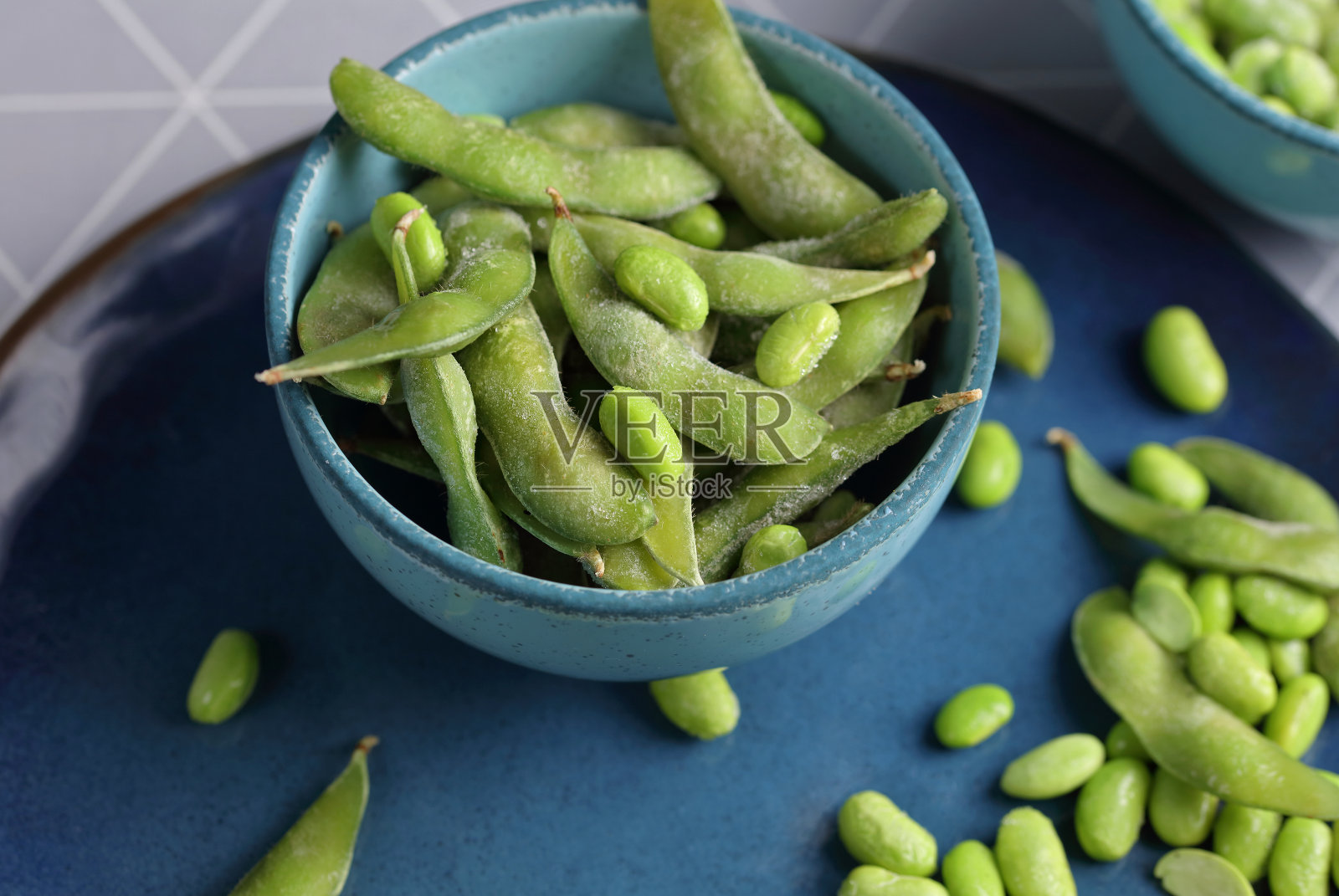 冷冻大豆在碗，素食蛋白质来源照片摄影图片