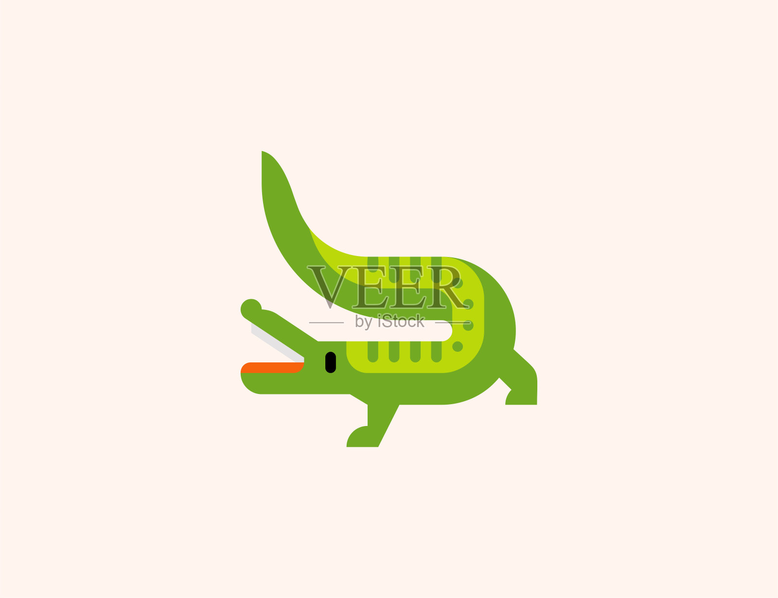 鳄鱼矢量图标。孤立的鳄鱼类爬行动物，彩色标志设计元素图片