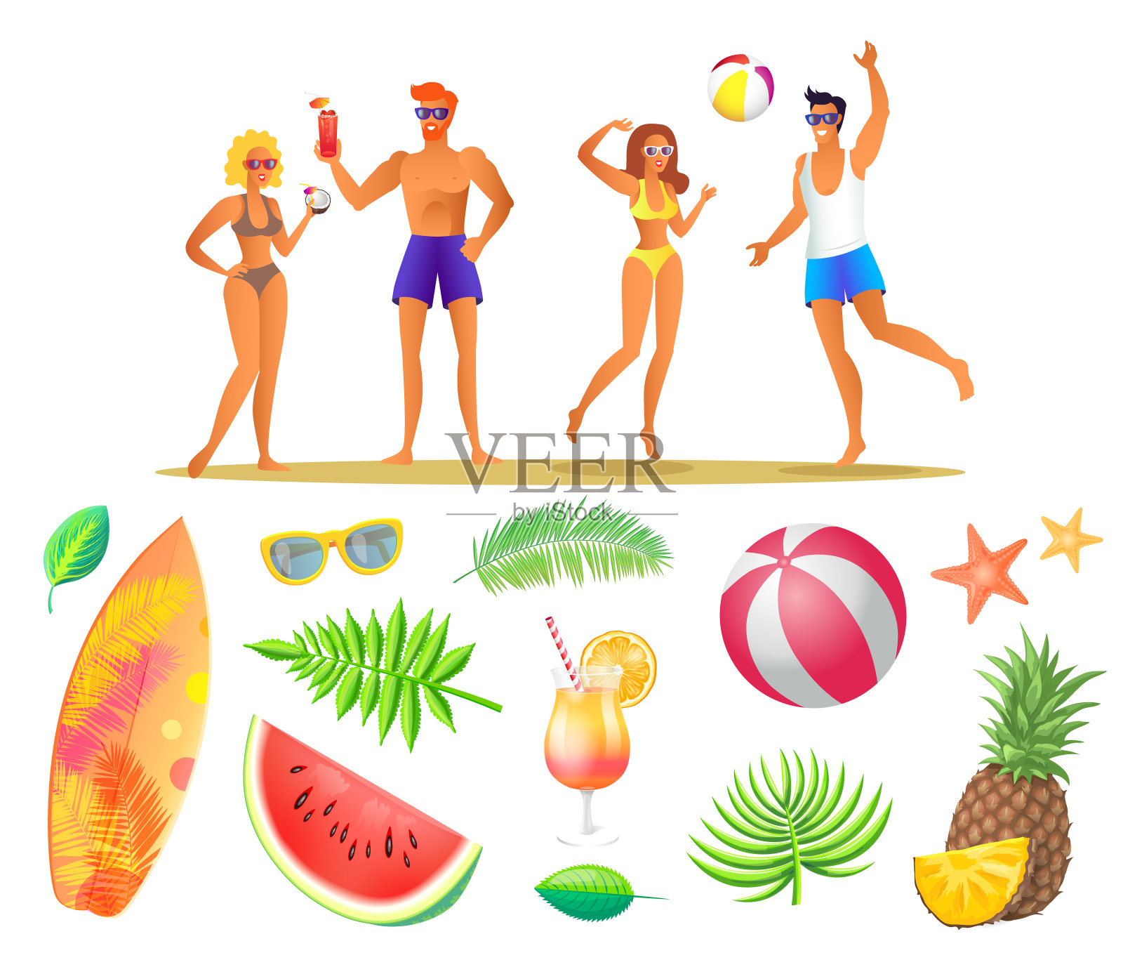 夏季海滩派对横幅，矢量标示牌样本插画图片素材