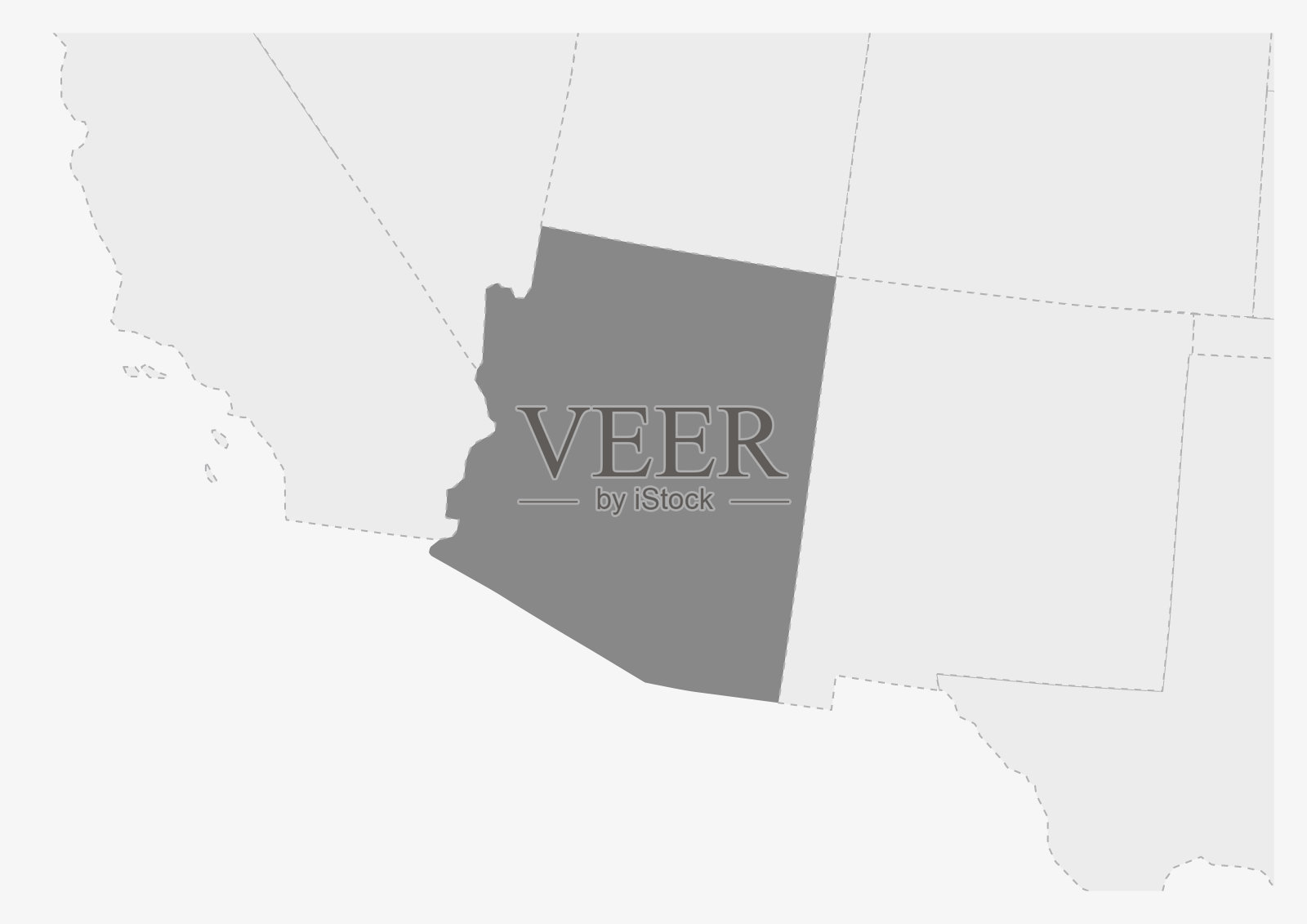 美国地图与突出的亚利桑那州州地图插画图片素材