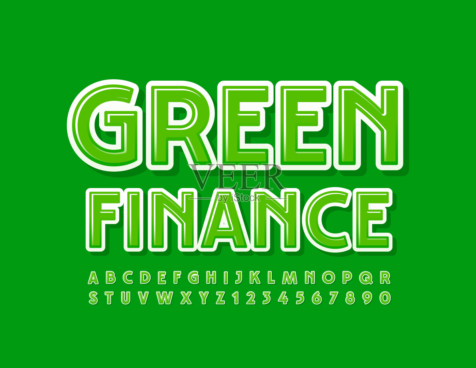 向量业务模板绿色金融。时尚的字母和数字集设计元素图片