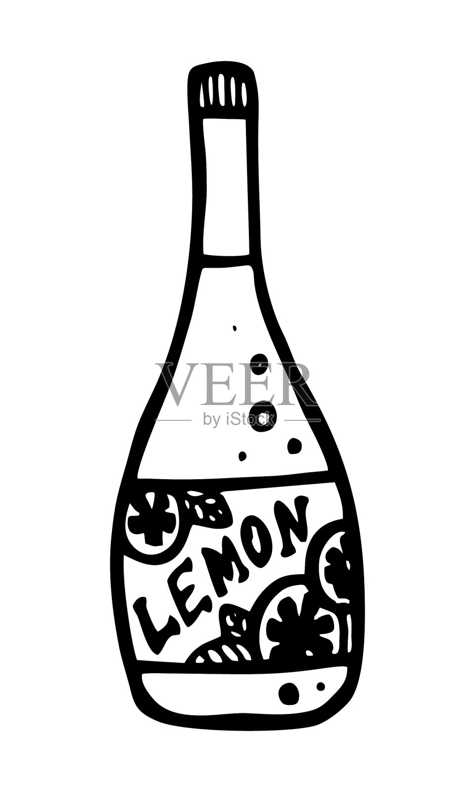 画在白色背景上的果汁瓶插画图片素材