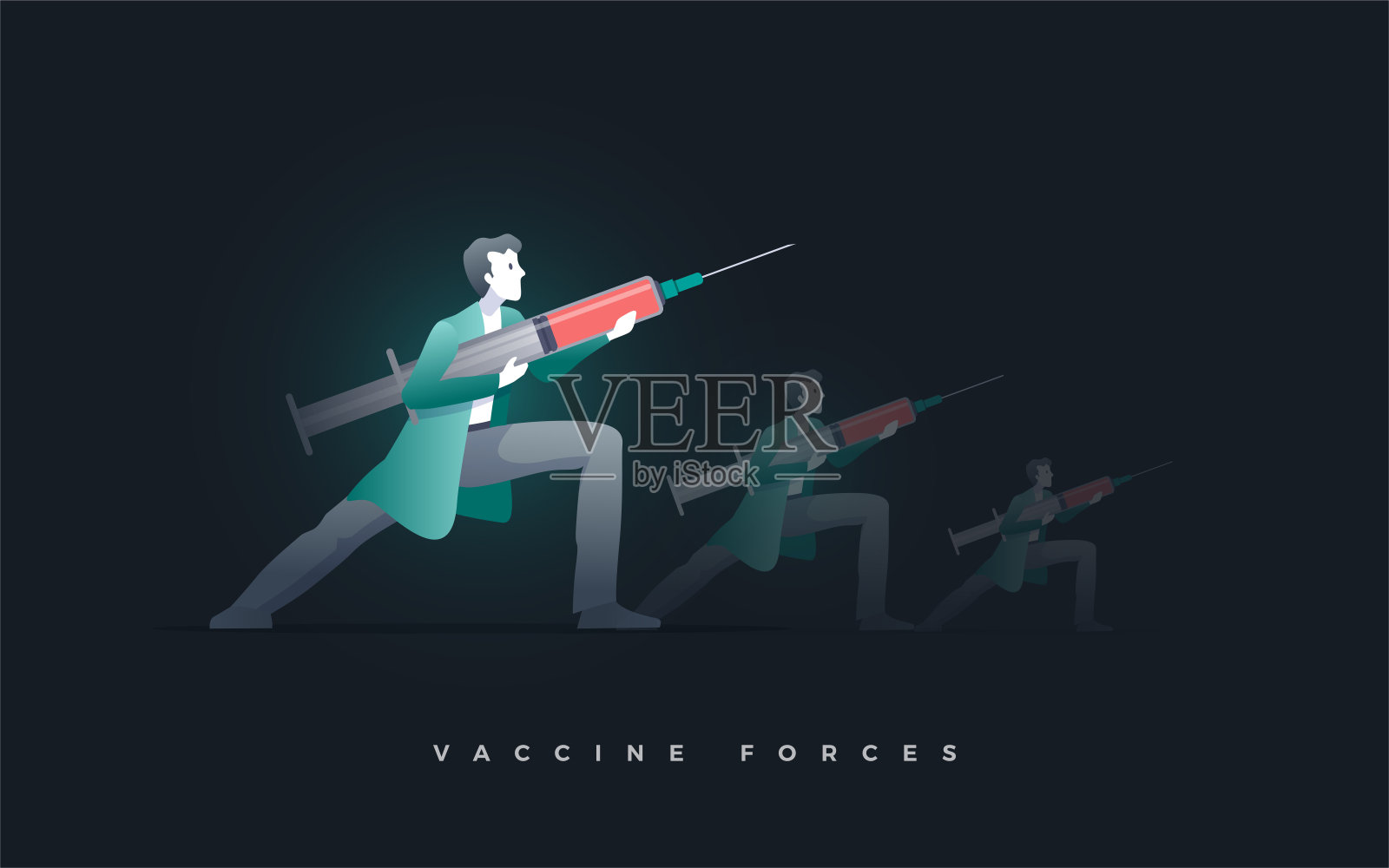 用covid-19疫苗抗击病毒插画图片素材