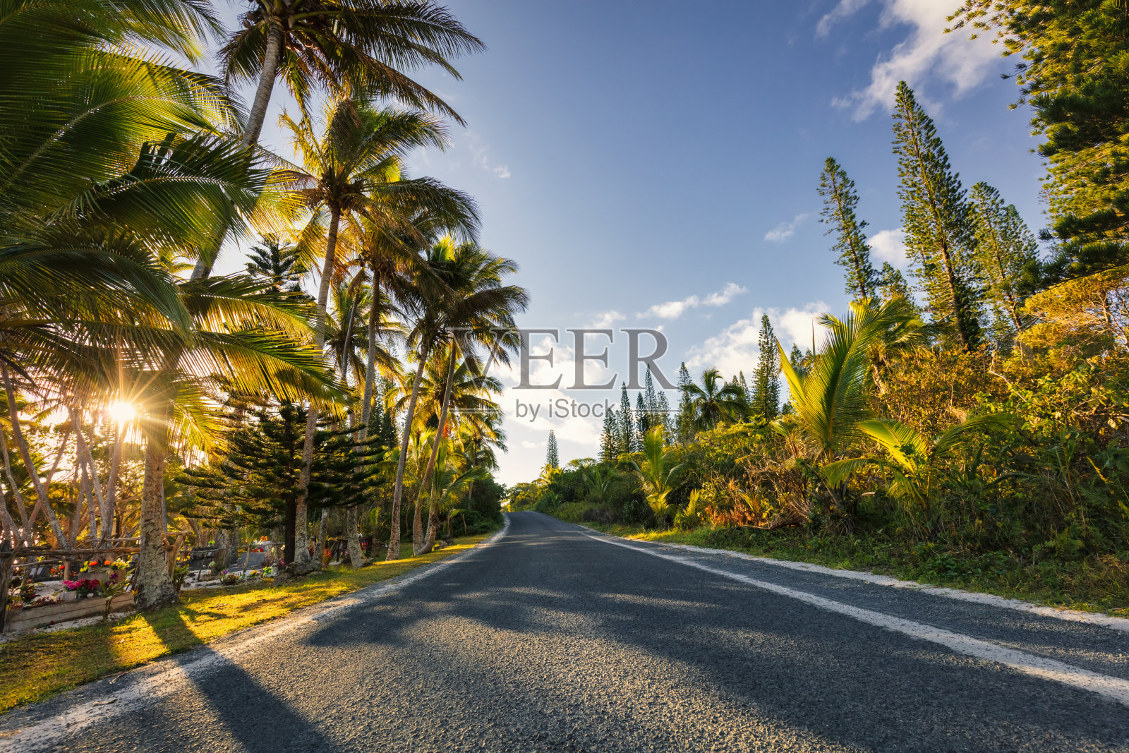 新喀里多尼亚Maré岛屿国家岛屿环路日落照片摄影图片