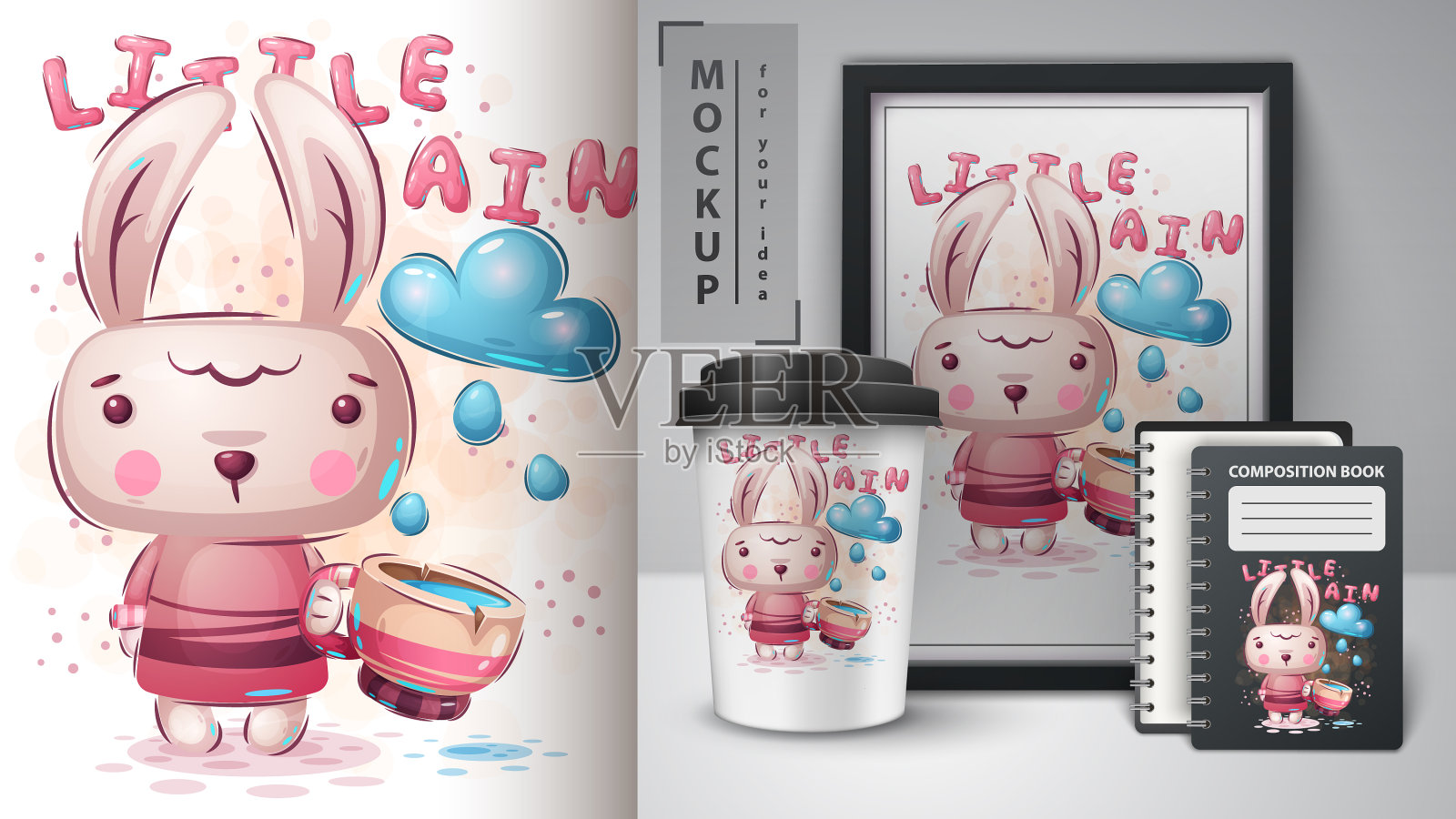 兔子杯海报和商品插画图片素材