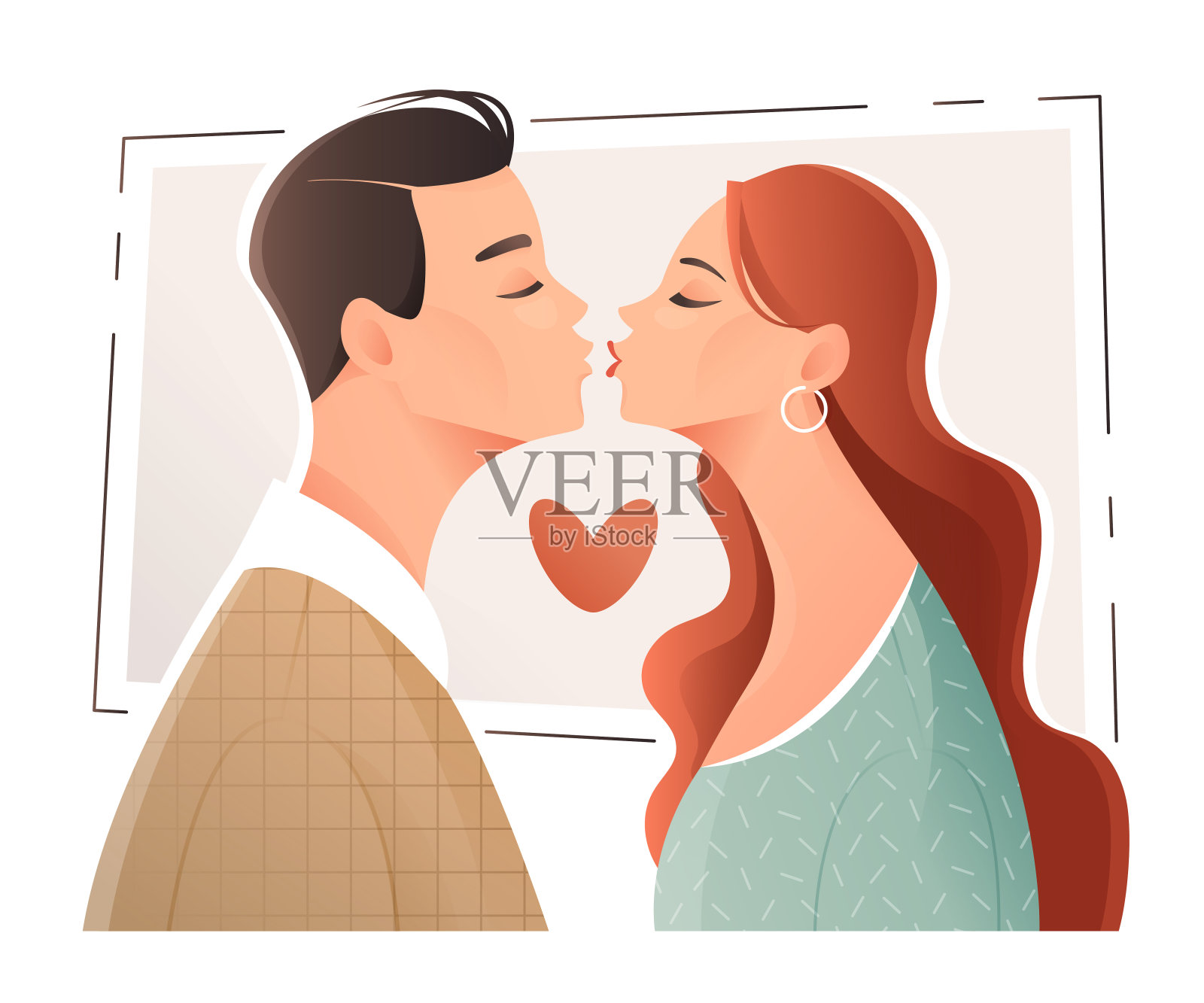 接吻的情侣插画图片素材
