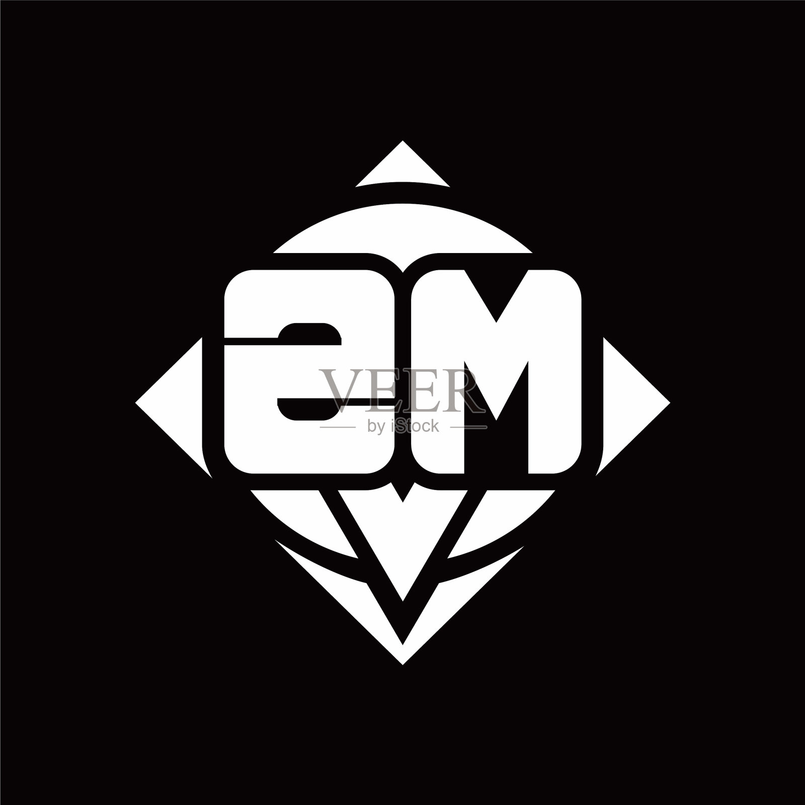 Zm标志的字母与圆形形状和方形插画图片素材