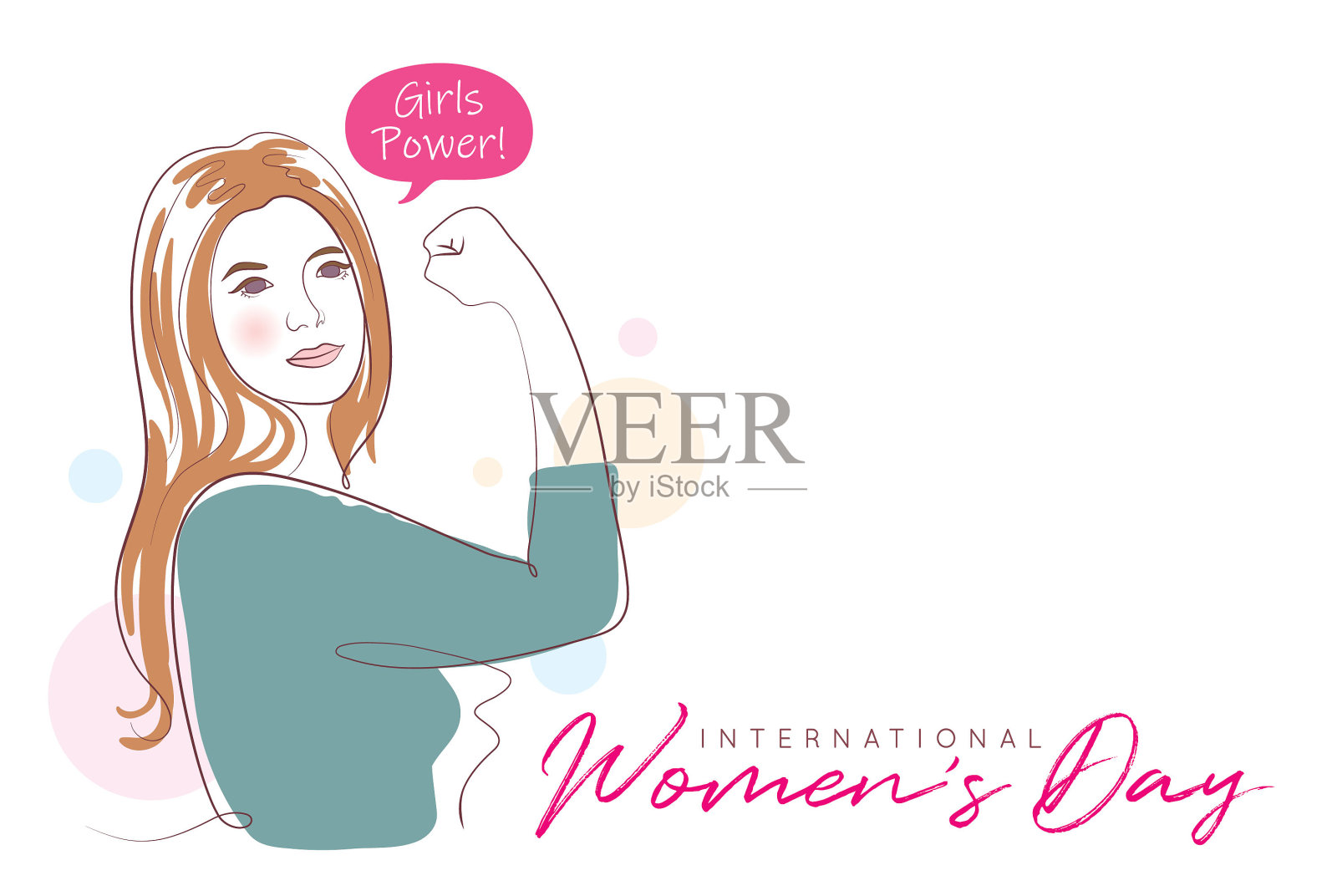 3月8日——国际妇女节最短线条艺术绘画插画图片素材