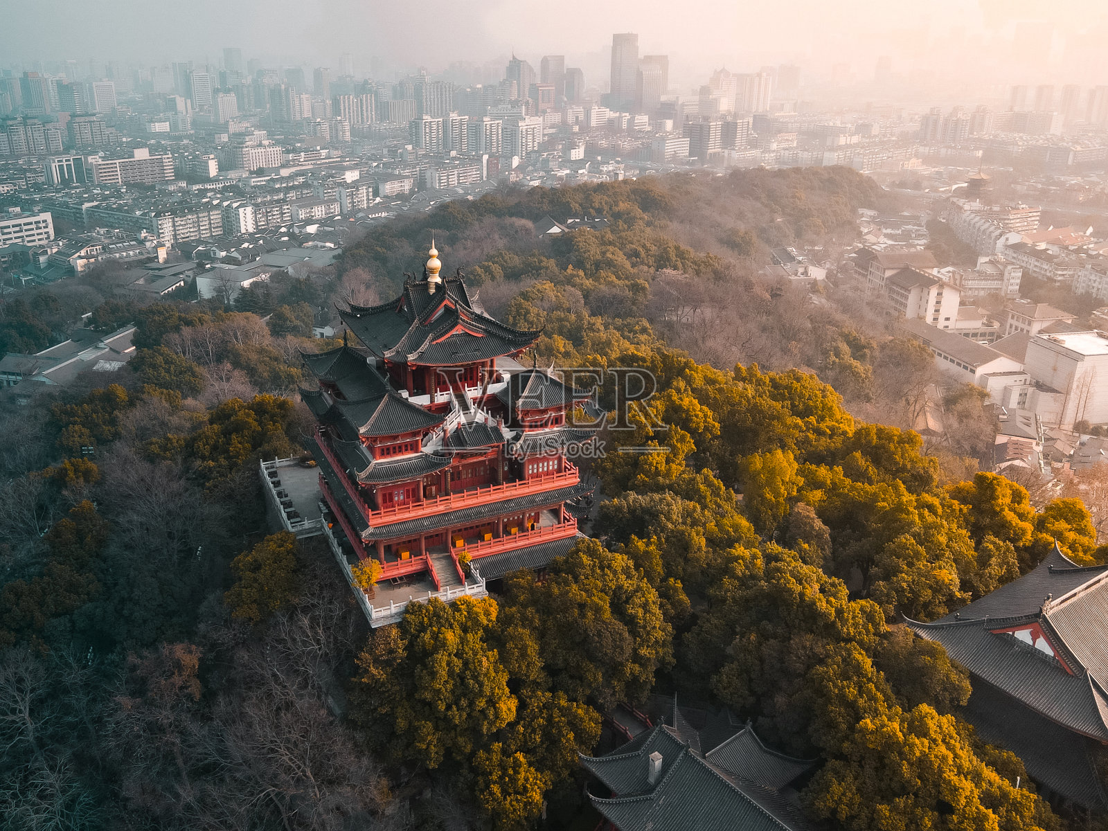杭州城隍庙鸟瞰图照片摄影图片