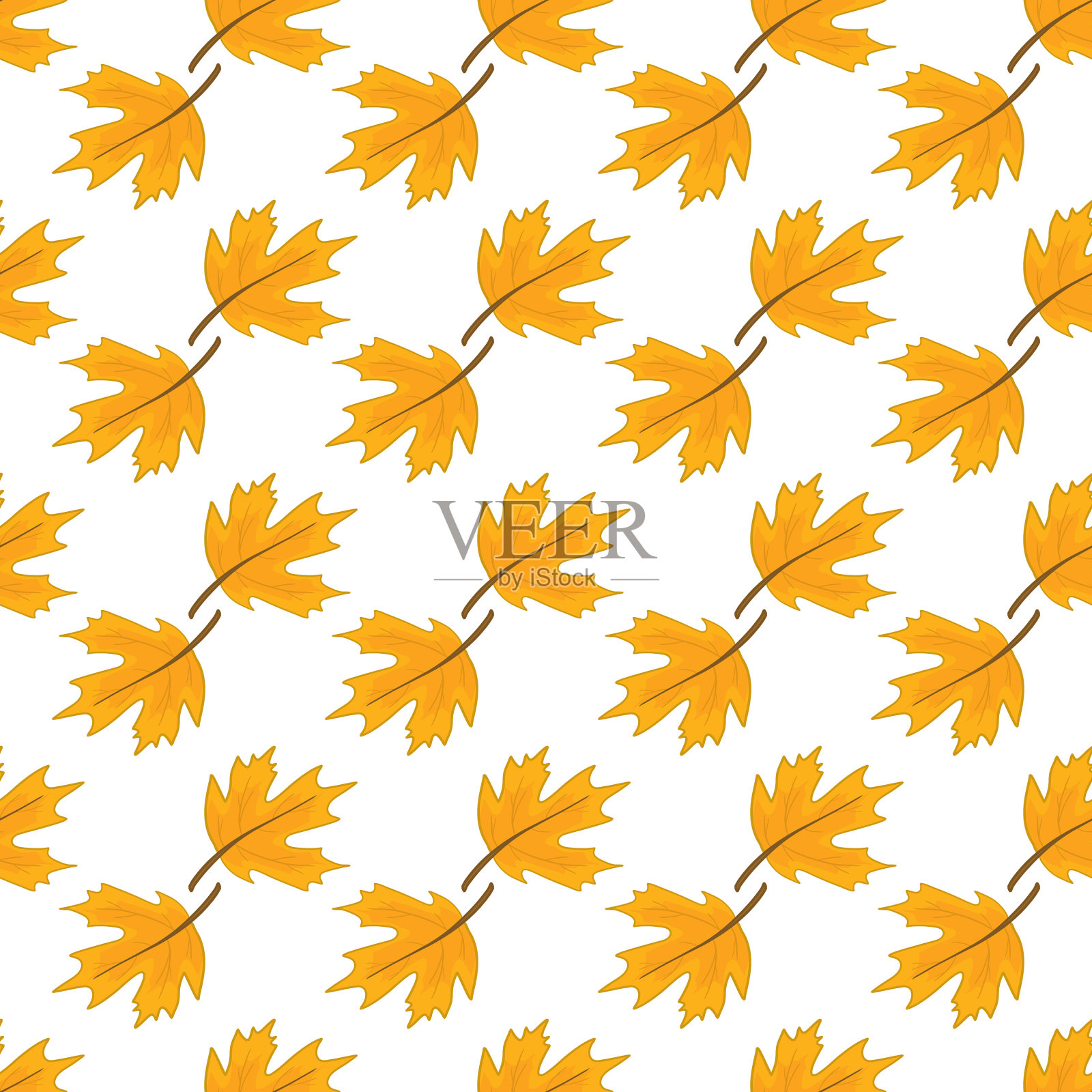 秋天的图案与落叶和橡子插画图片素材