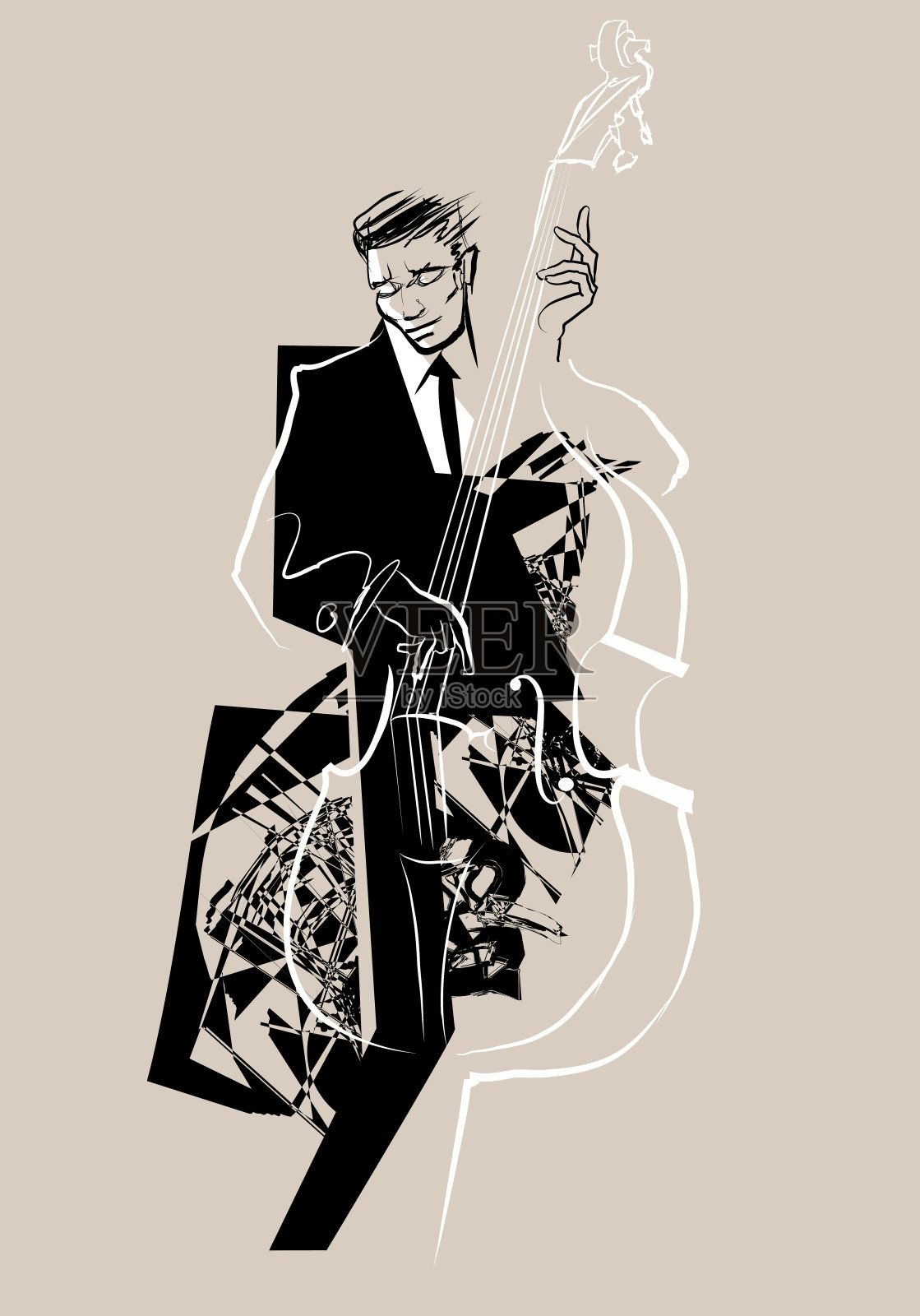 低音提琴的球员插画图片素材