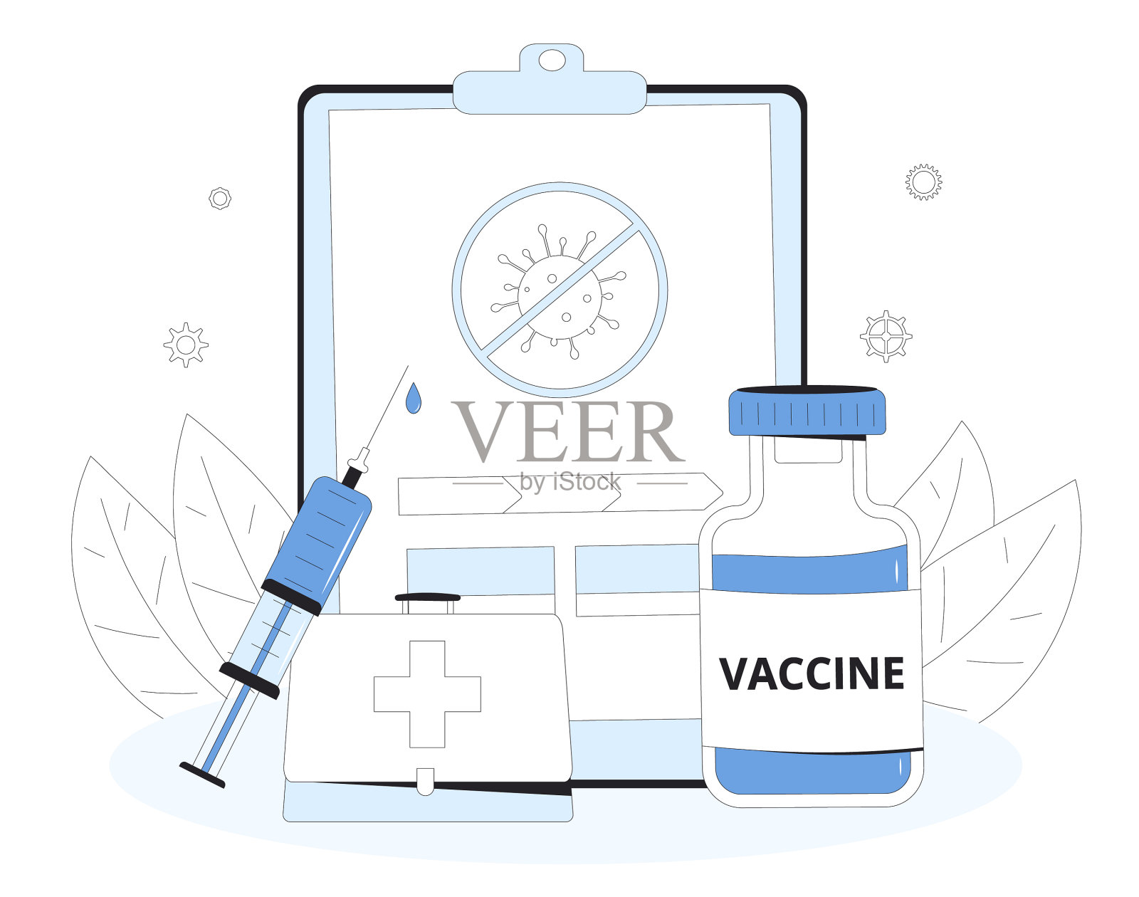 冠状病毒疫苗研制完成插画图片素材