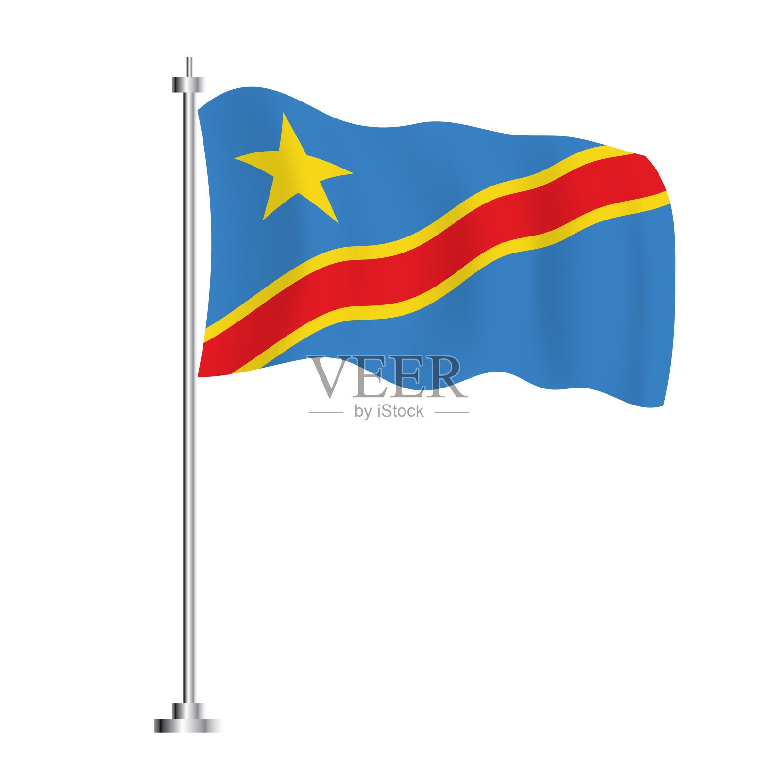 刚果民主共和国国旗。刚果国家的孤立波浪旗。插画图片素材