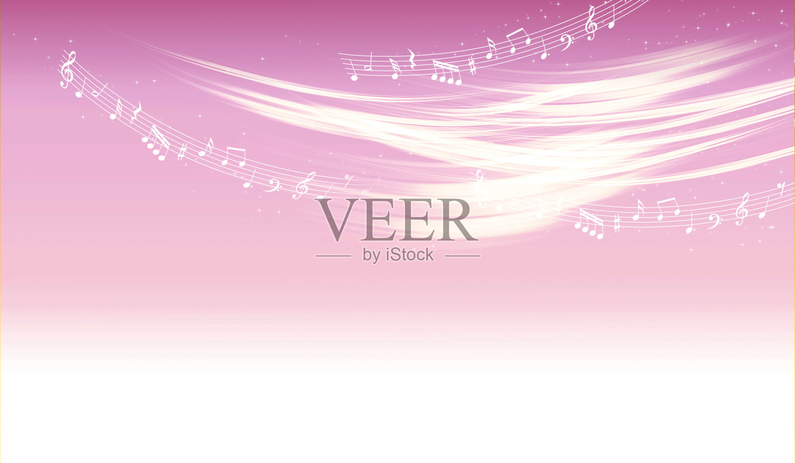 音乐的音符和闪闪发光的粉红色背景插画图片素材