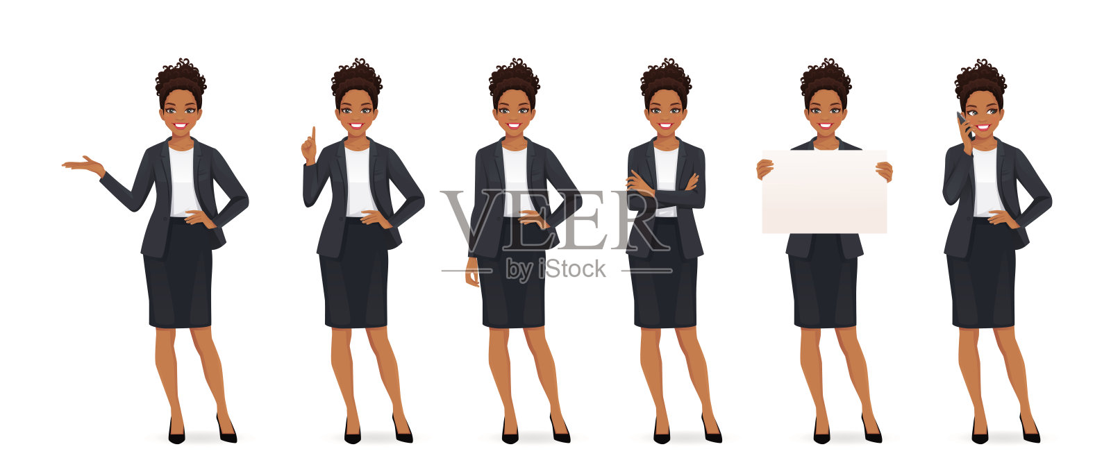 优雅的非洲女商人插画图片素材