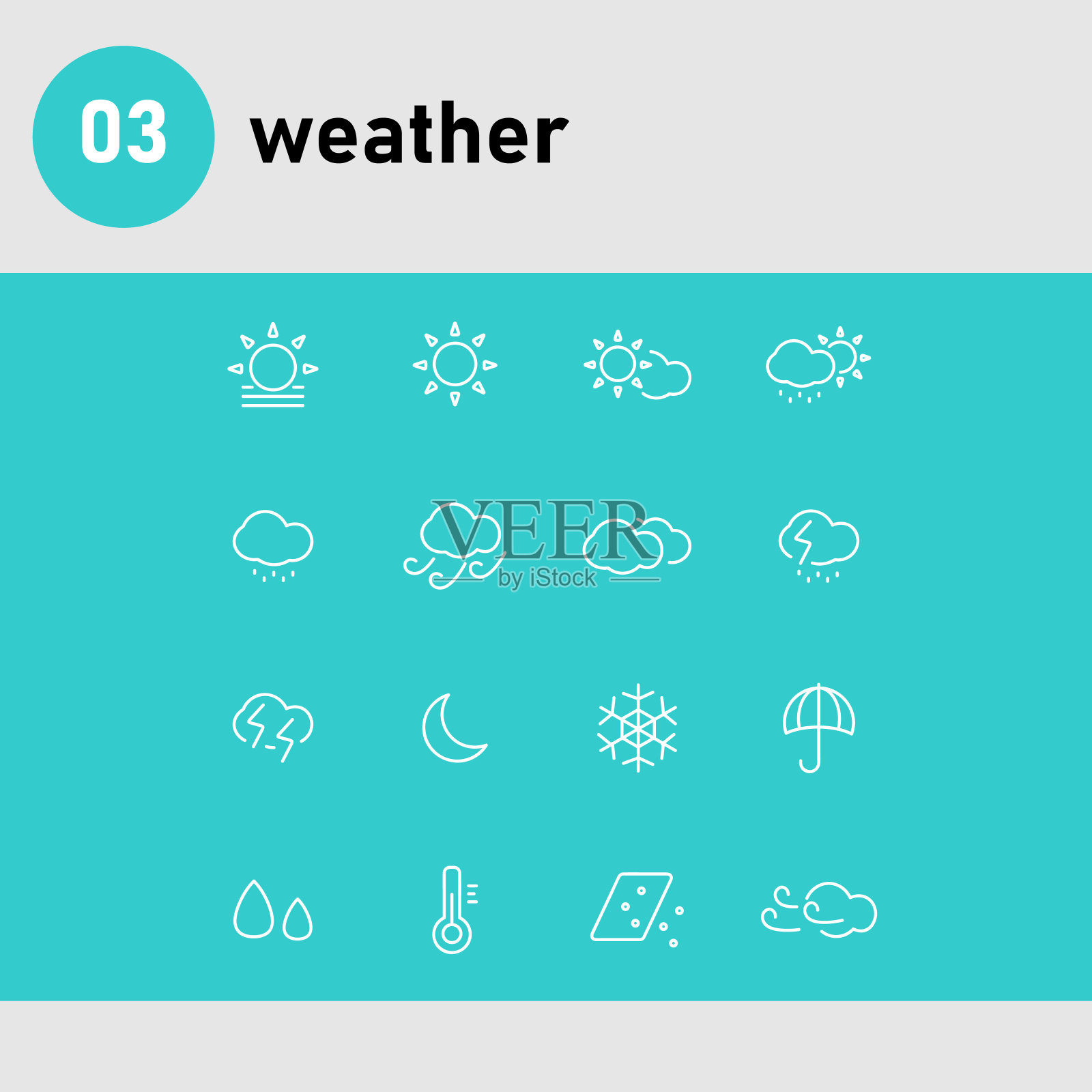 线条图标设置的天气插画图片素材