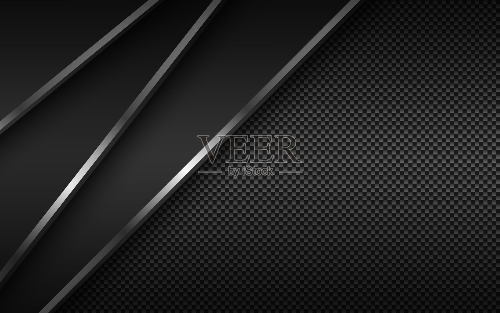 黑色现代材料背景与对角银色线和碳纤维纹理。为你的业务设计。矢量抽象宽屏背景插画图片素材