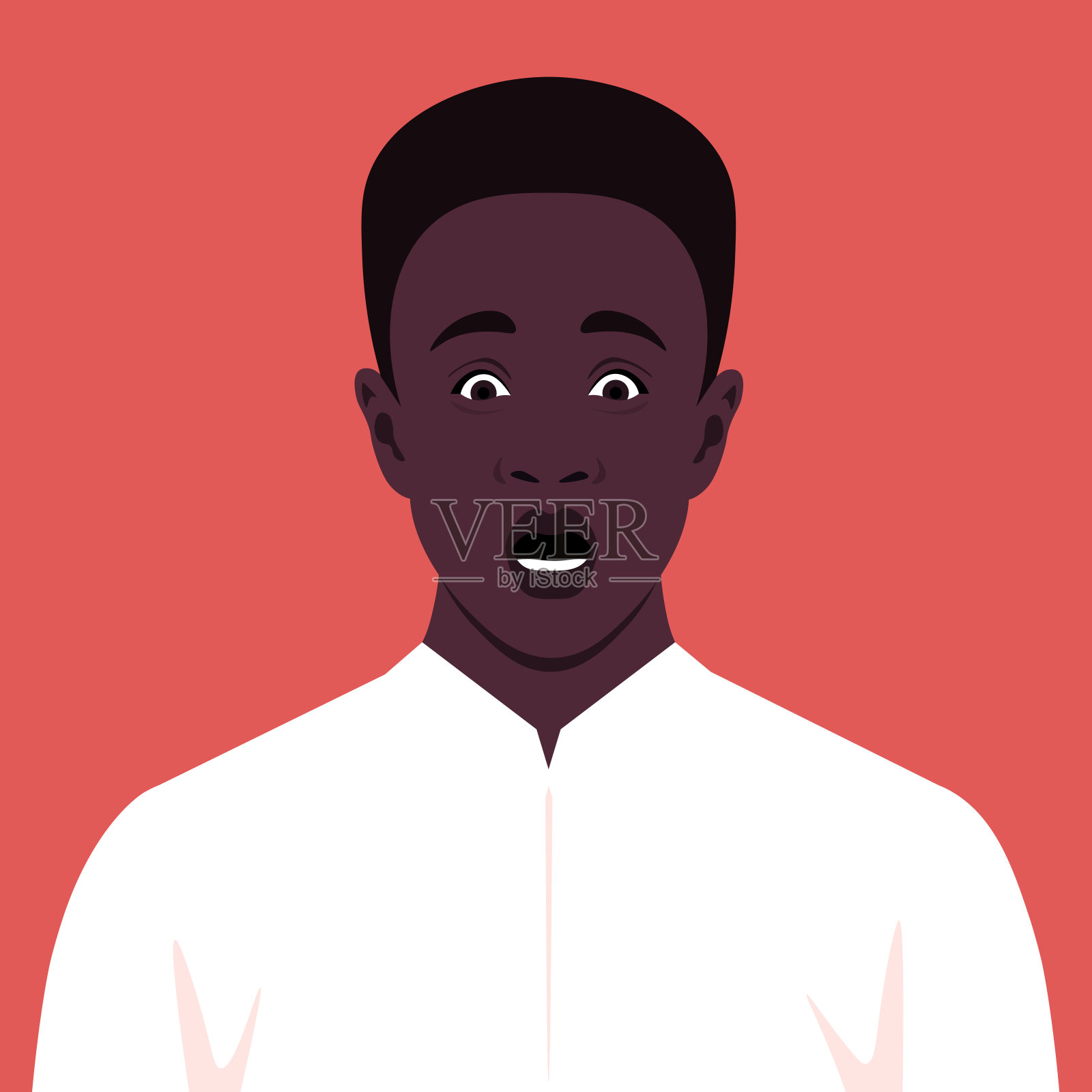 一个震惊的非洲人的肖像，惊讶地张开了嘴。插画图片素材