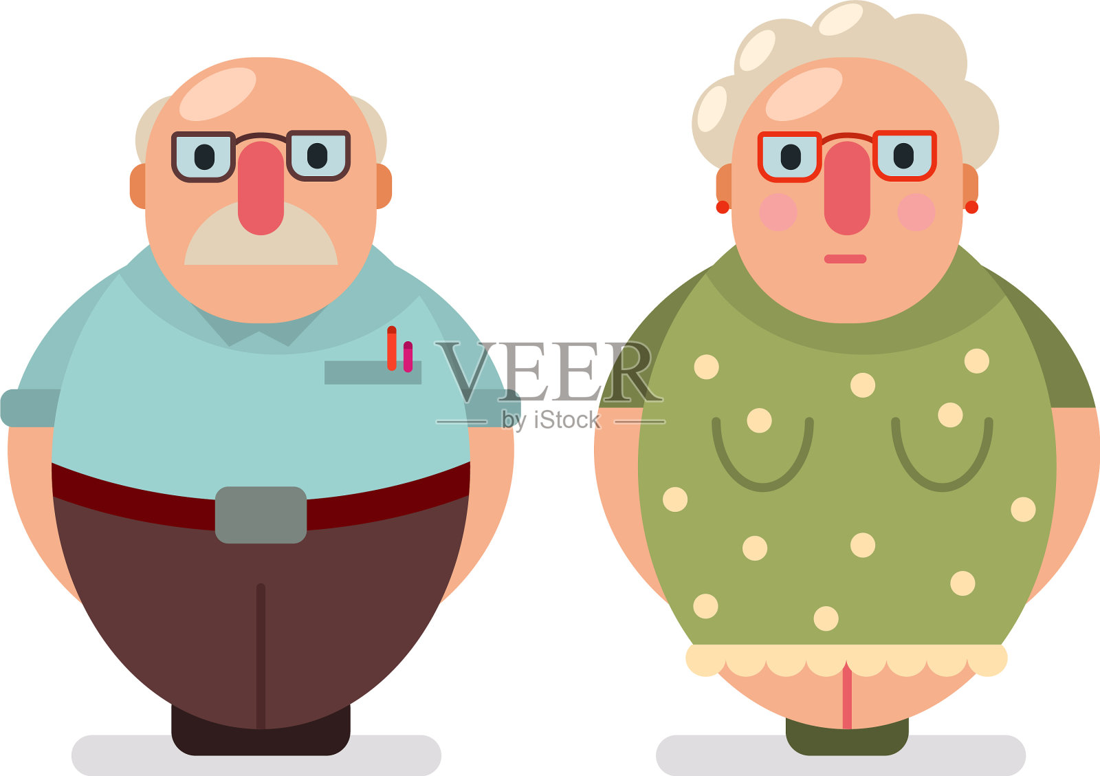 一对老人和女人平图标设计元素图片