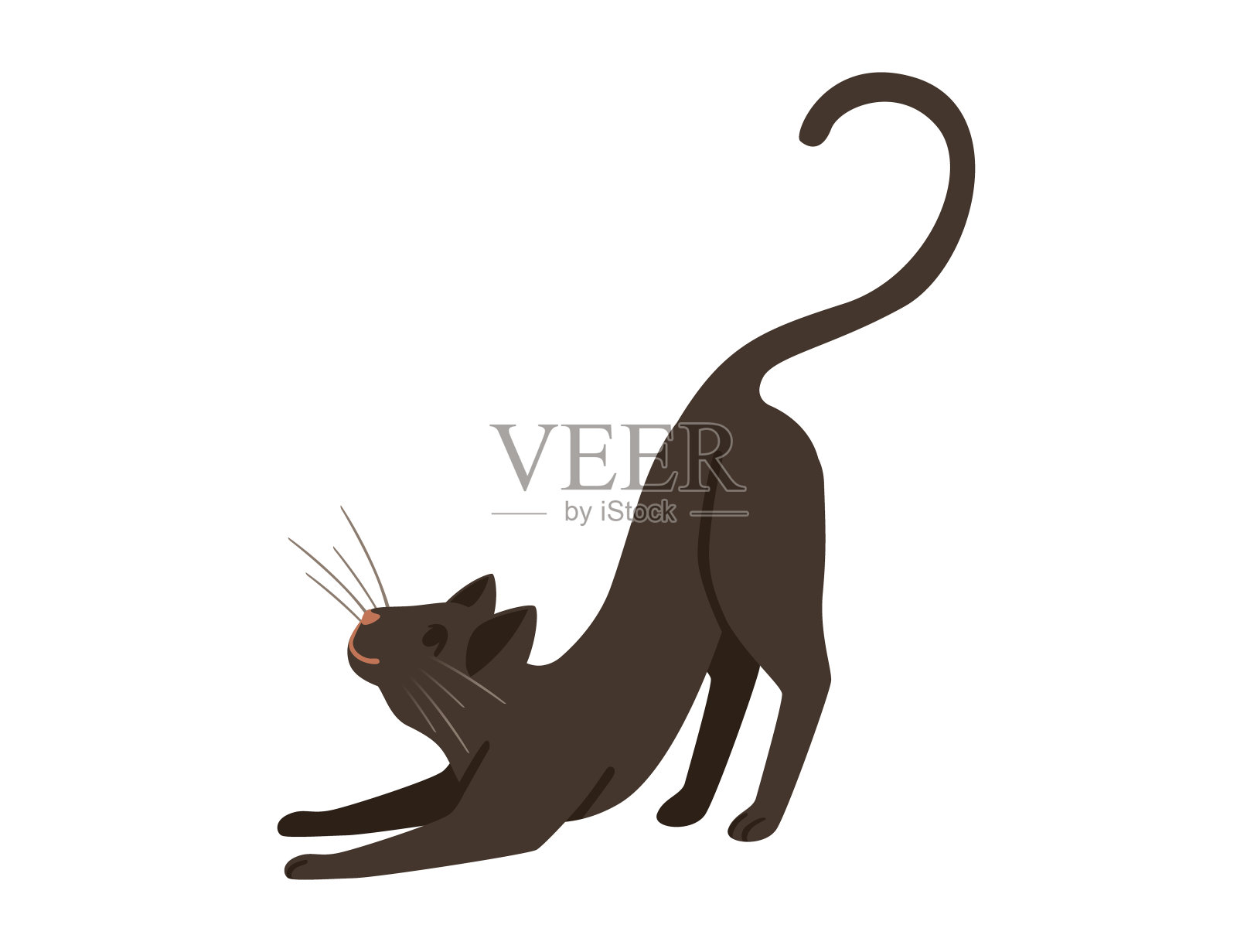 可爱的卡通动物设计棕色家猫可爱的动物平面矢量插图插画图片素材