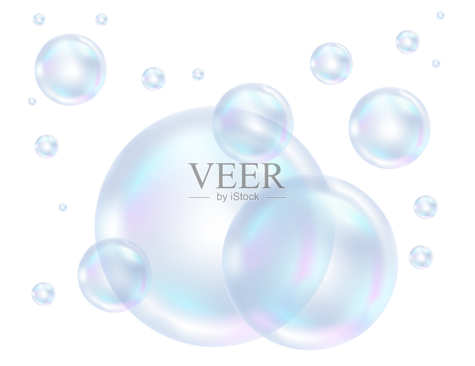 现实的肥皂透明气泡蓝色和粉色矢量插图上的白色背景插画图片素材