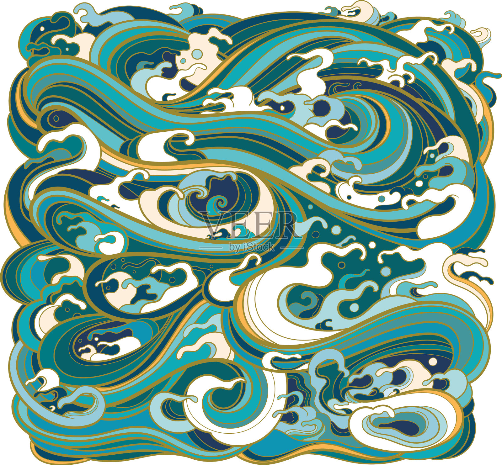 传统的东方海浪的形式设计元素图片