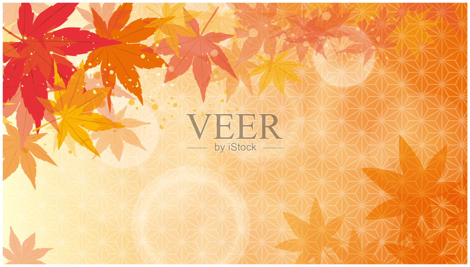 秋天日本风格的秋叶背景插画图片素材