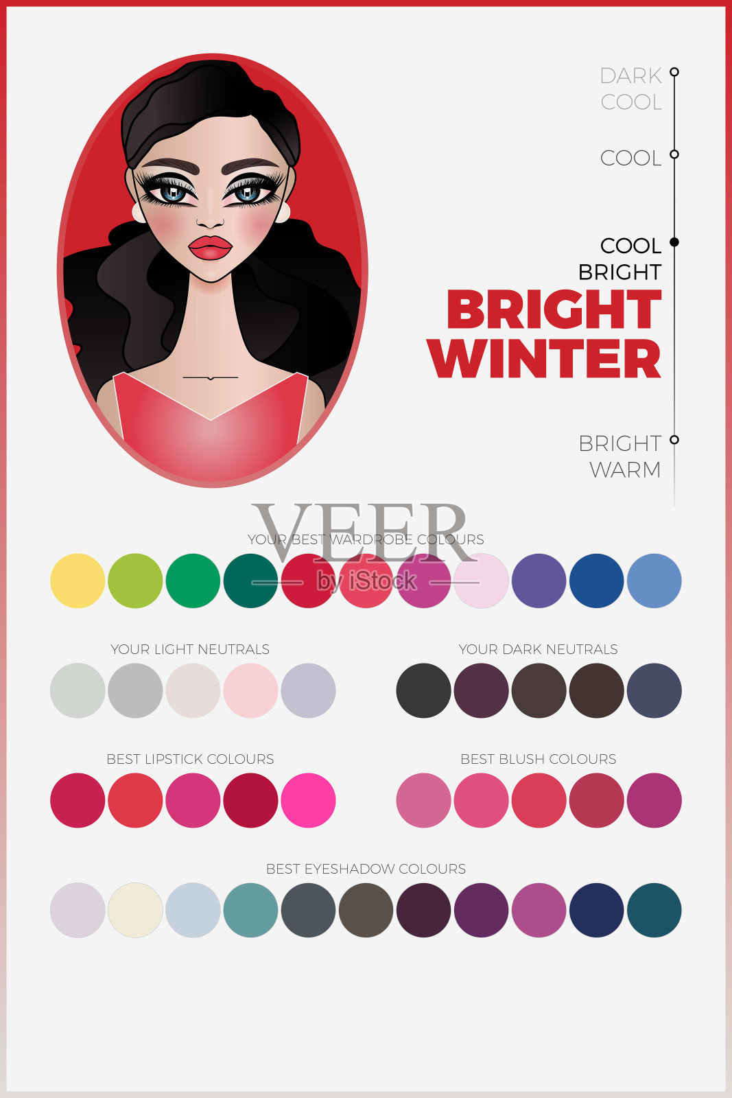 明亮的冬季季节色彩分析调色板插画图片素材