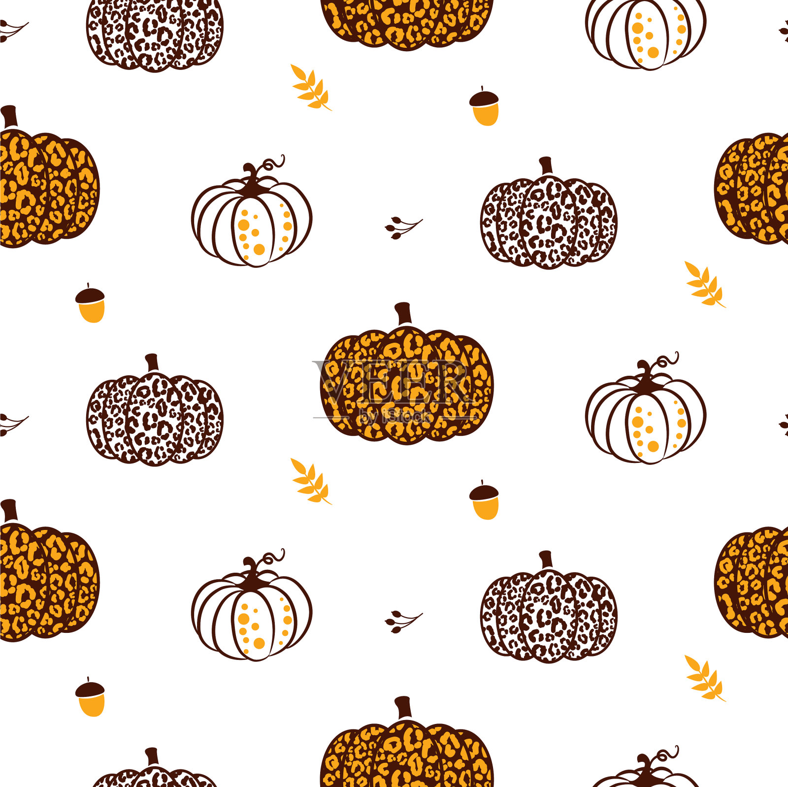 南瓜豹纹理的秋季季节背景插画图片素材