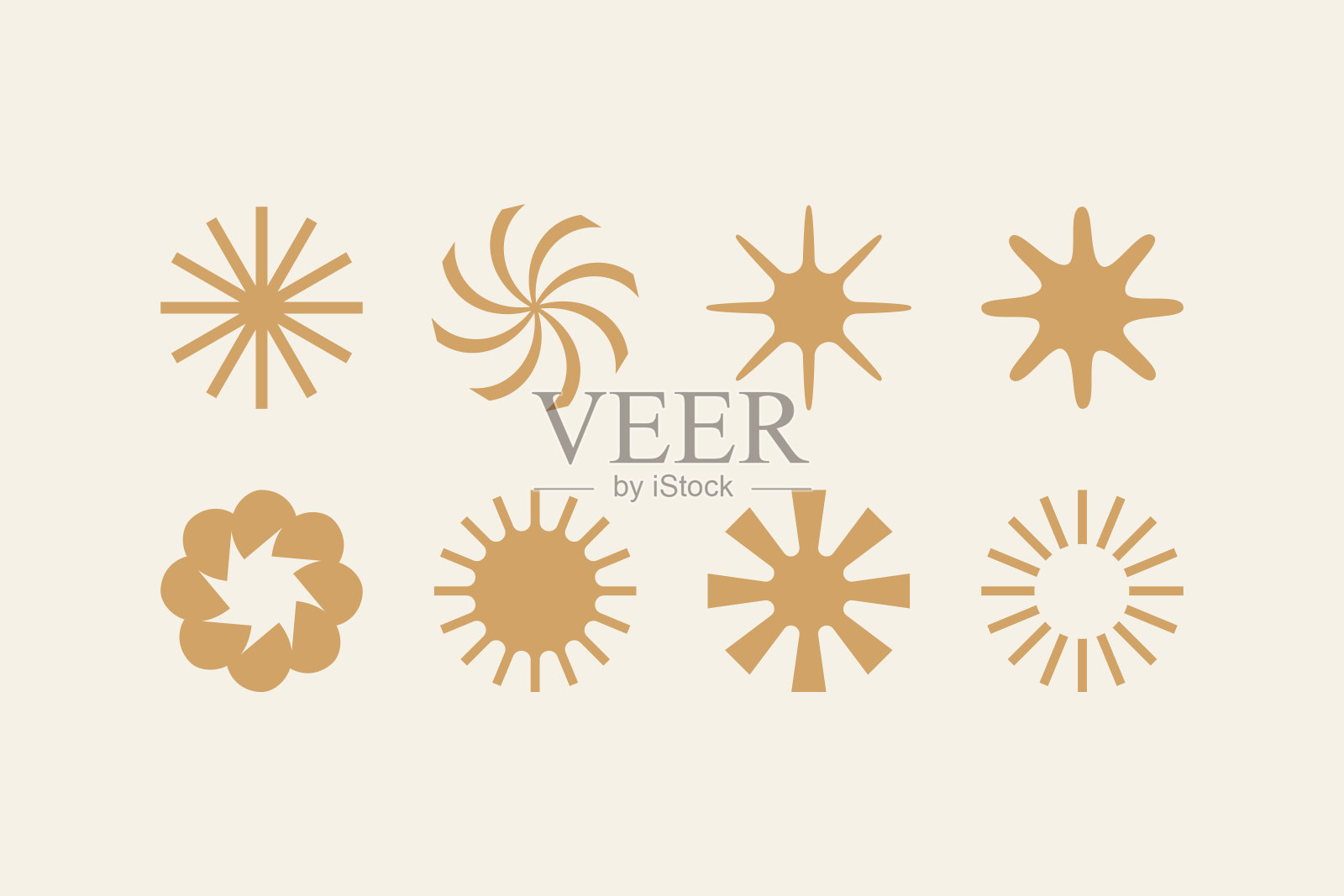 矢量插图在简单的风格-设计模板-太阳和鲜花对象插画图片素材