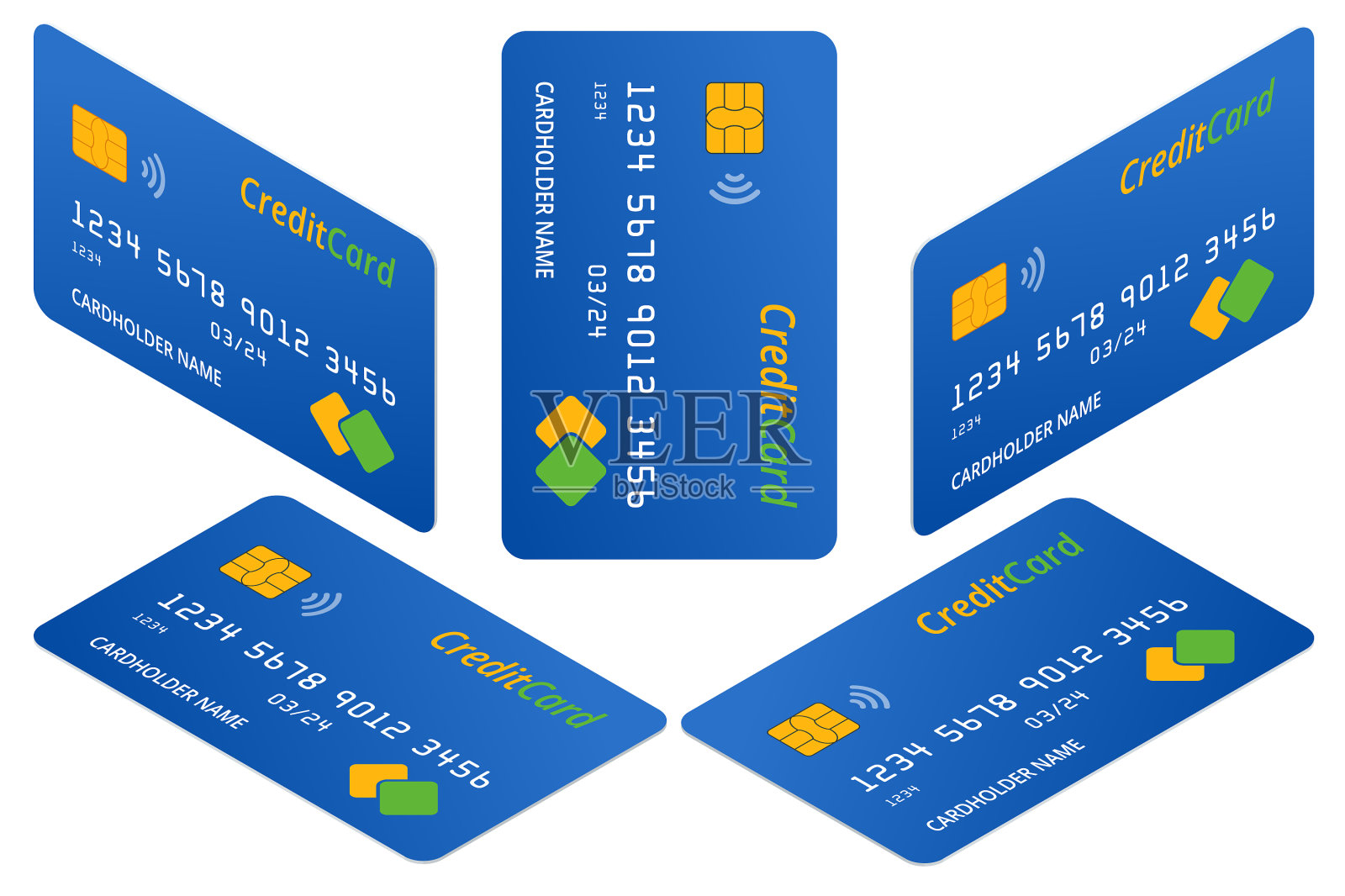 等距设计信用卡设置隔离图标素材