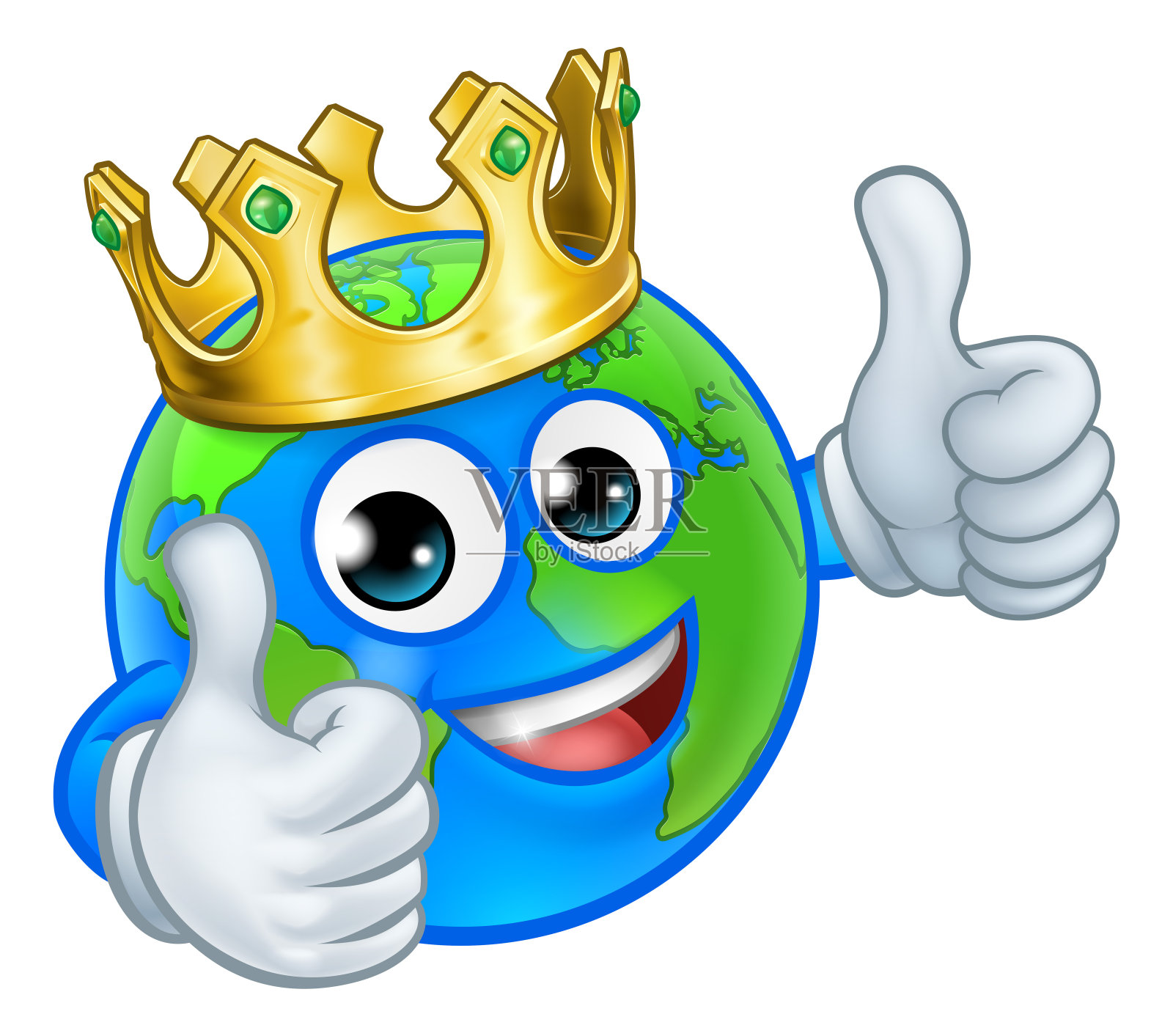皇冠地球地球世界吉祥物卡通人物插画图片素材